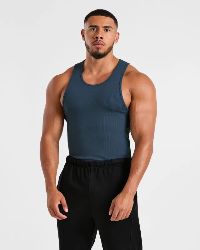Muscle Ribbed Tank - Washed Navy sold by AYBL