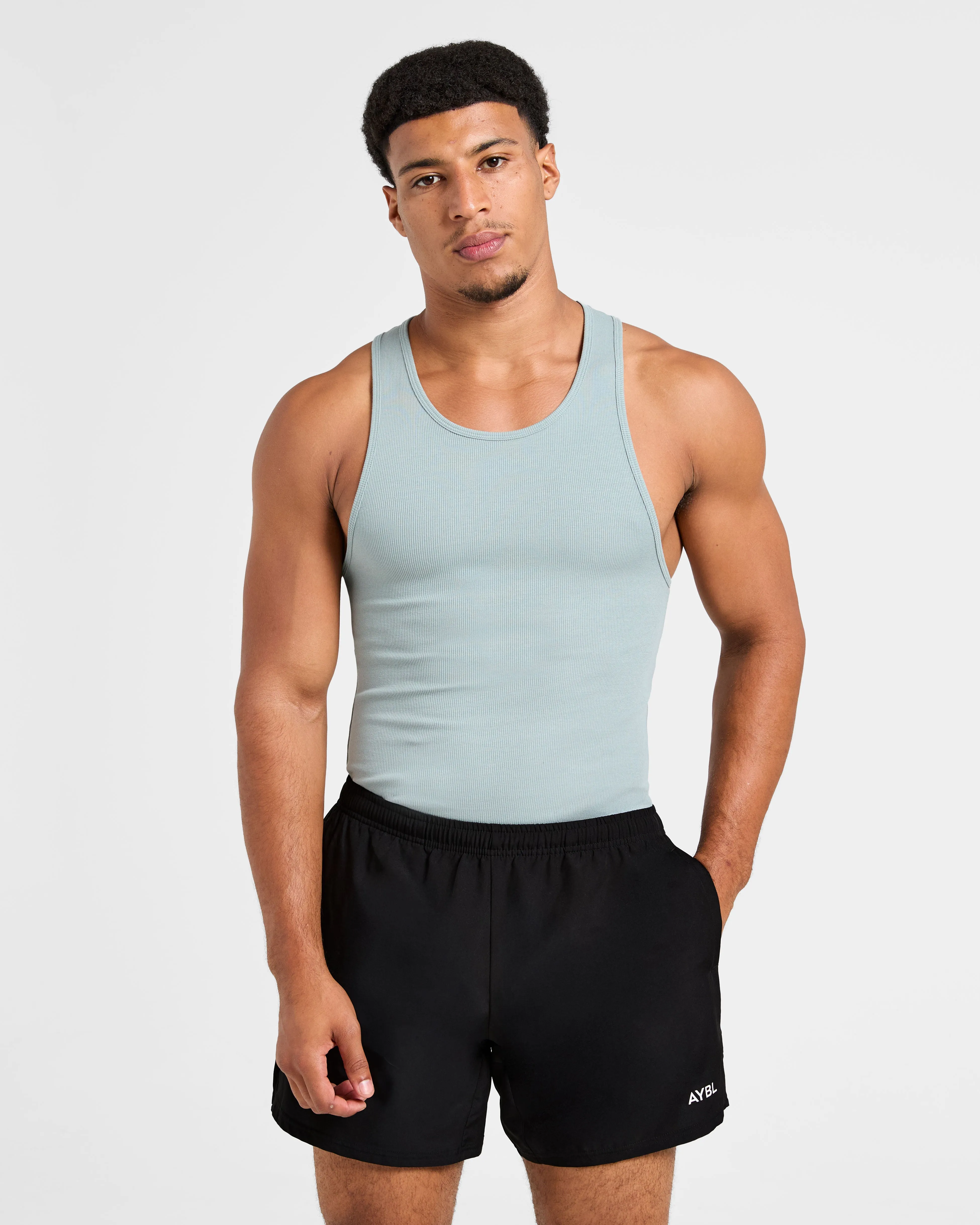 Muscle Ribbed Tank - Stone Blue sold by AYBL