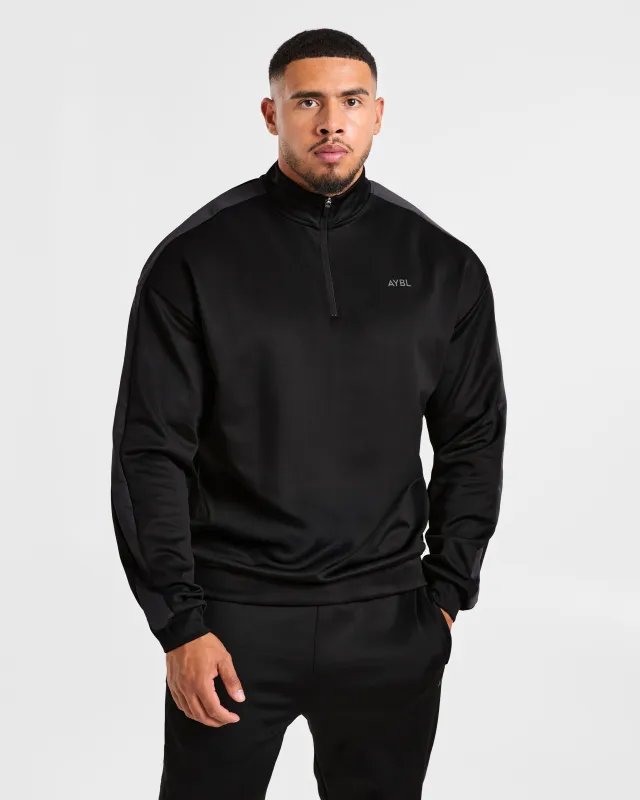 Classic Track 1/4 Zip Pullover - Black/Charcoal made by AYBL