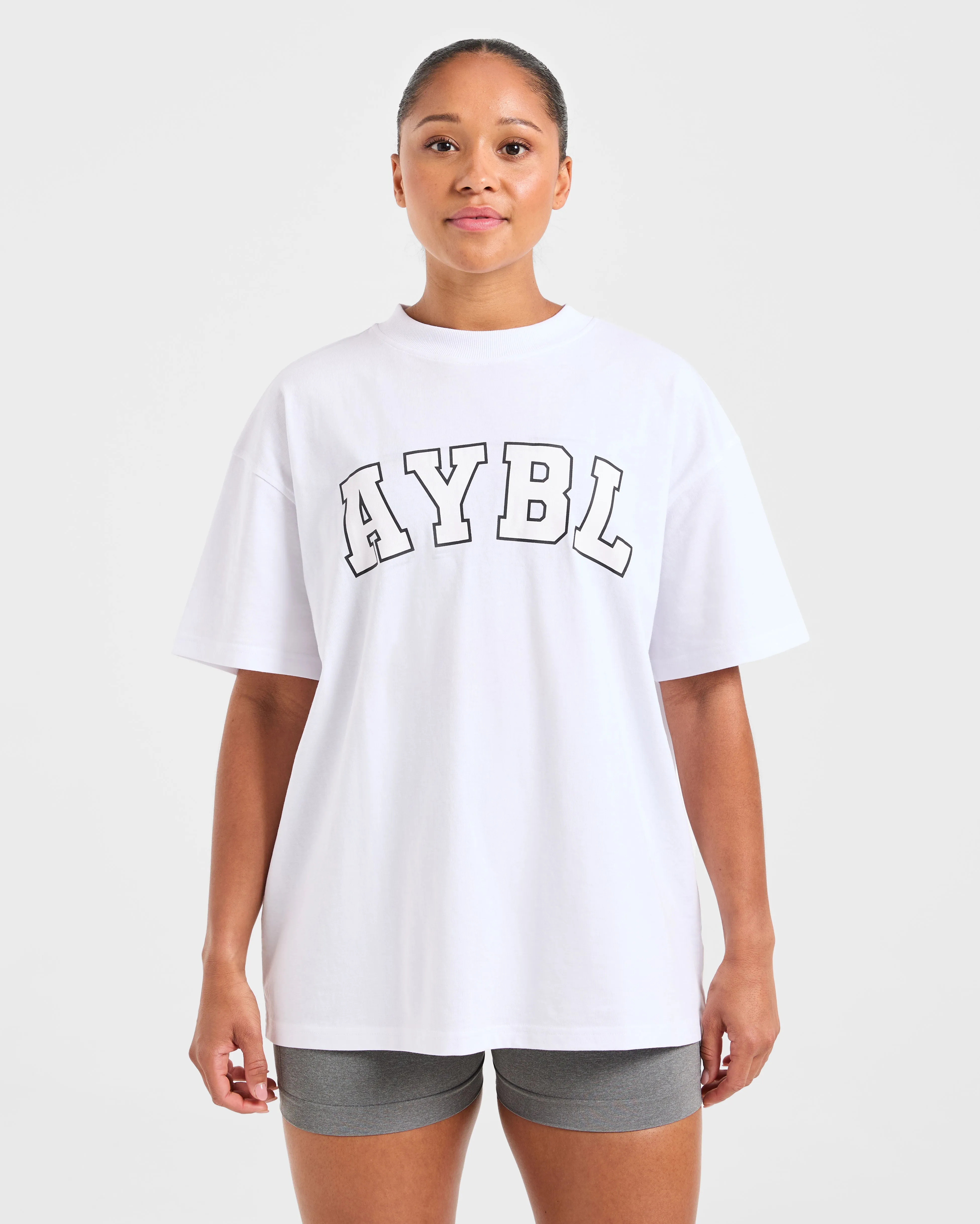 Varsity 2.0 Oversized T Shirt - White sold by AYBL