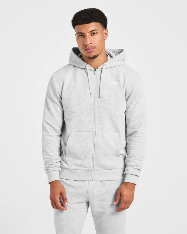 Essential Lightweight Zip Up Hoodie - Grey Marl sold by AYBL