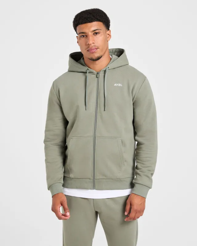 Essential Lightweight Zip Up Hoodie - Washed Sage sold by AYBL