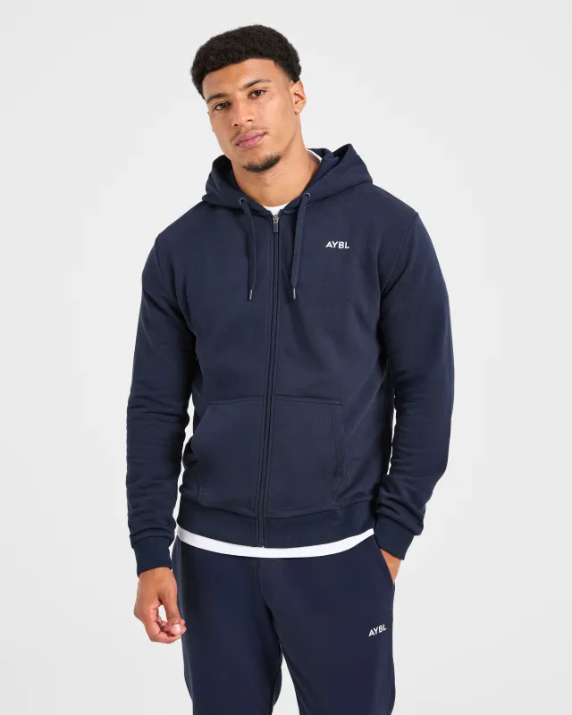 Essential Lightweight Zip Up Hoodie - Navy sold by AYBL