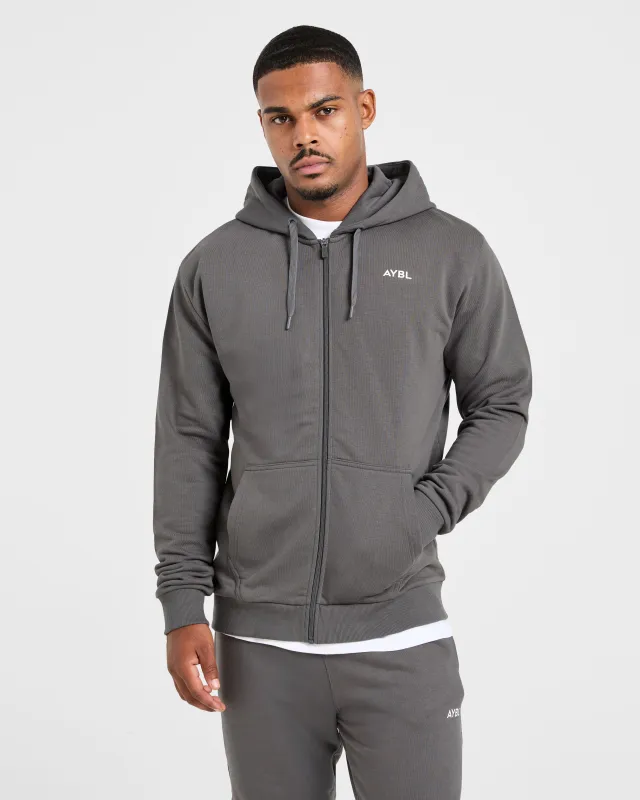 Essential Lightweight Zip Up Hoodie - Charcoal sold by AYBL