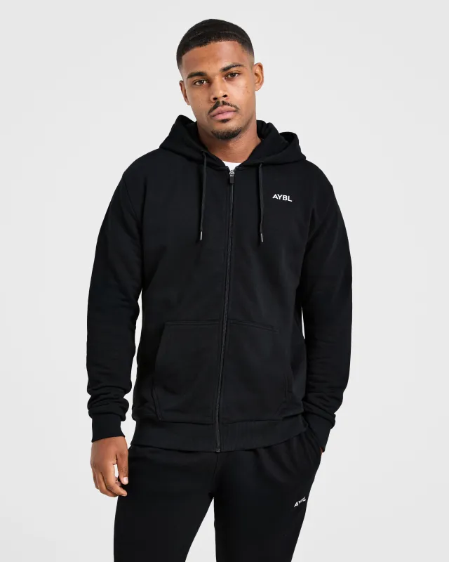 Essential Lightweight Zip Up Hoodie - Black sold by AYBL