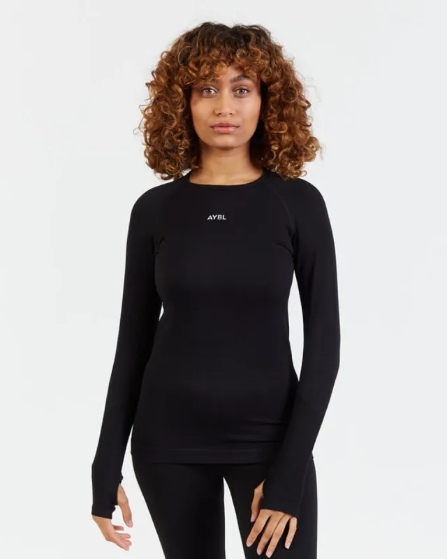 Motion Seamless Long Sleeve Top - Black sold by AYBL
