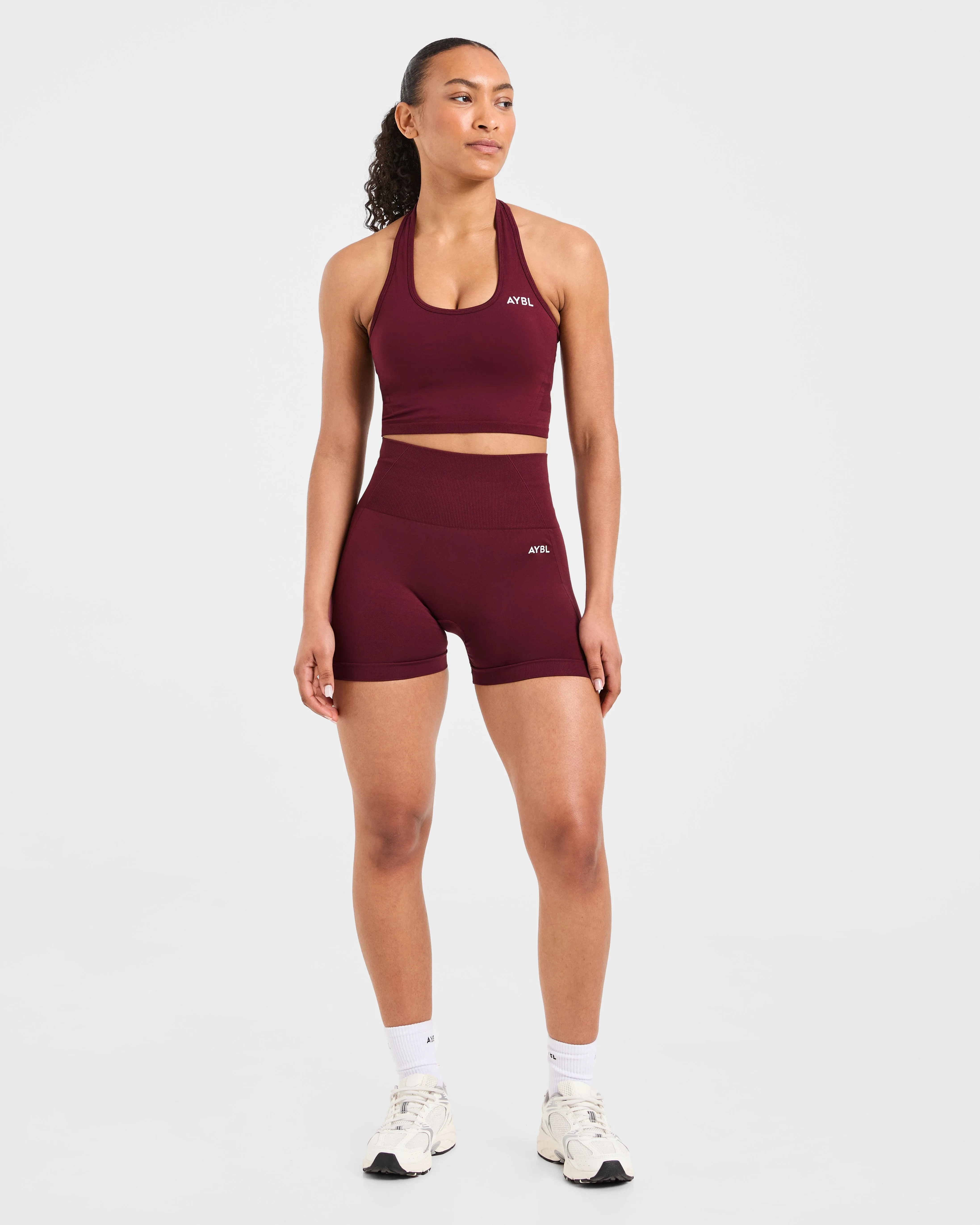 Empower Seamless Halterneck Crop Top - Red Wine sold by AYBL product image thumbnail 3
