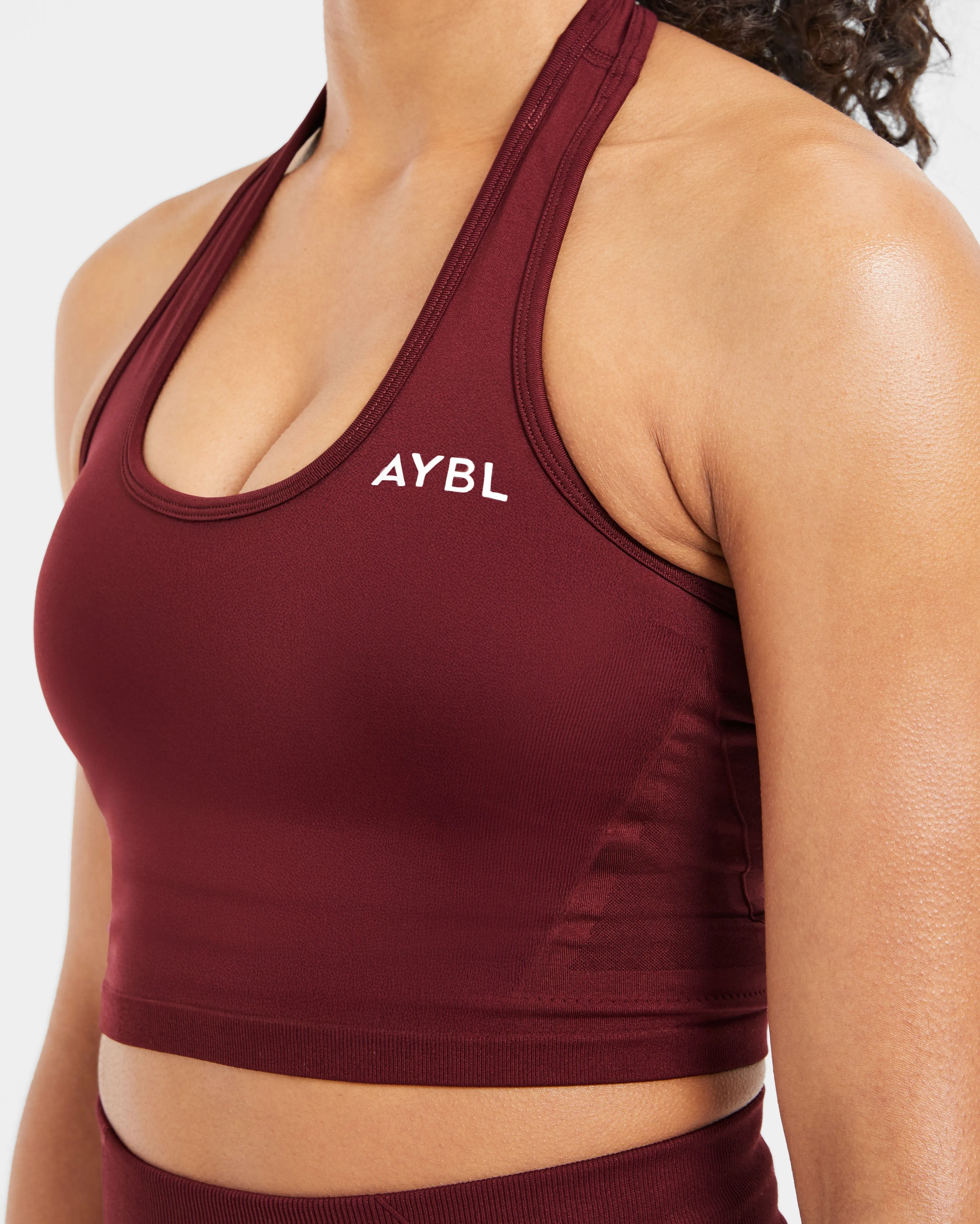 Empower Seamless Halterneck Crop Top - Red Wine sold by AYBL product image thumbnail 5