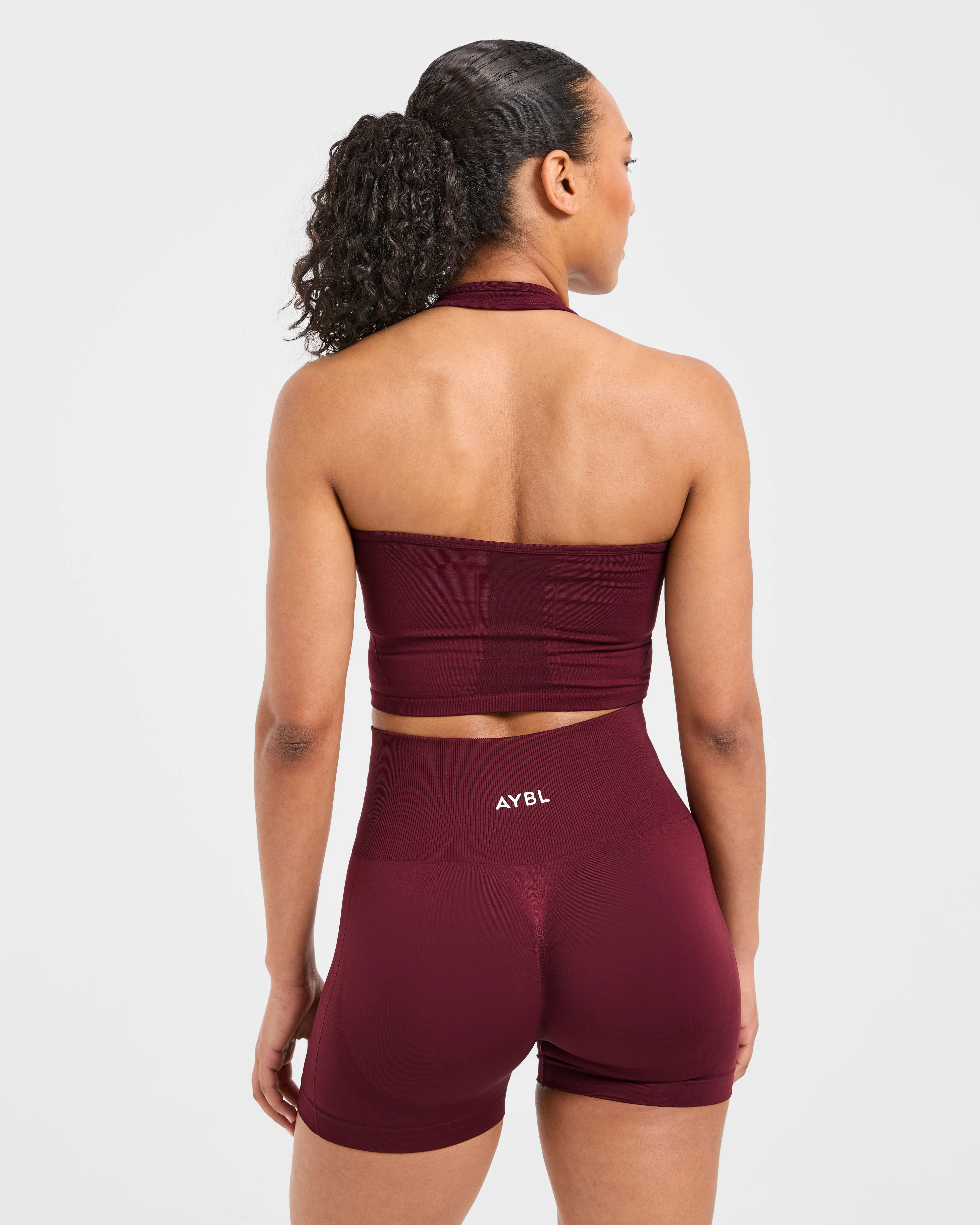 Empower Seamless Halterneck Crop Top - Red Wine sold by AYBL product image thumbnail 2