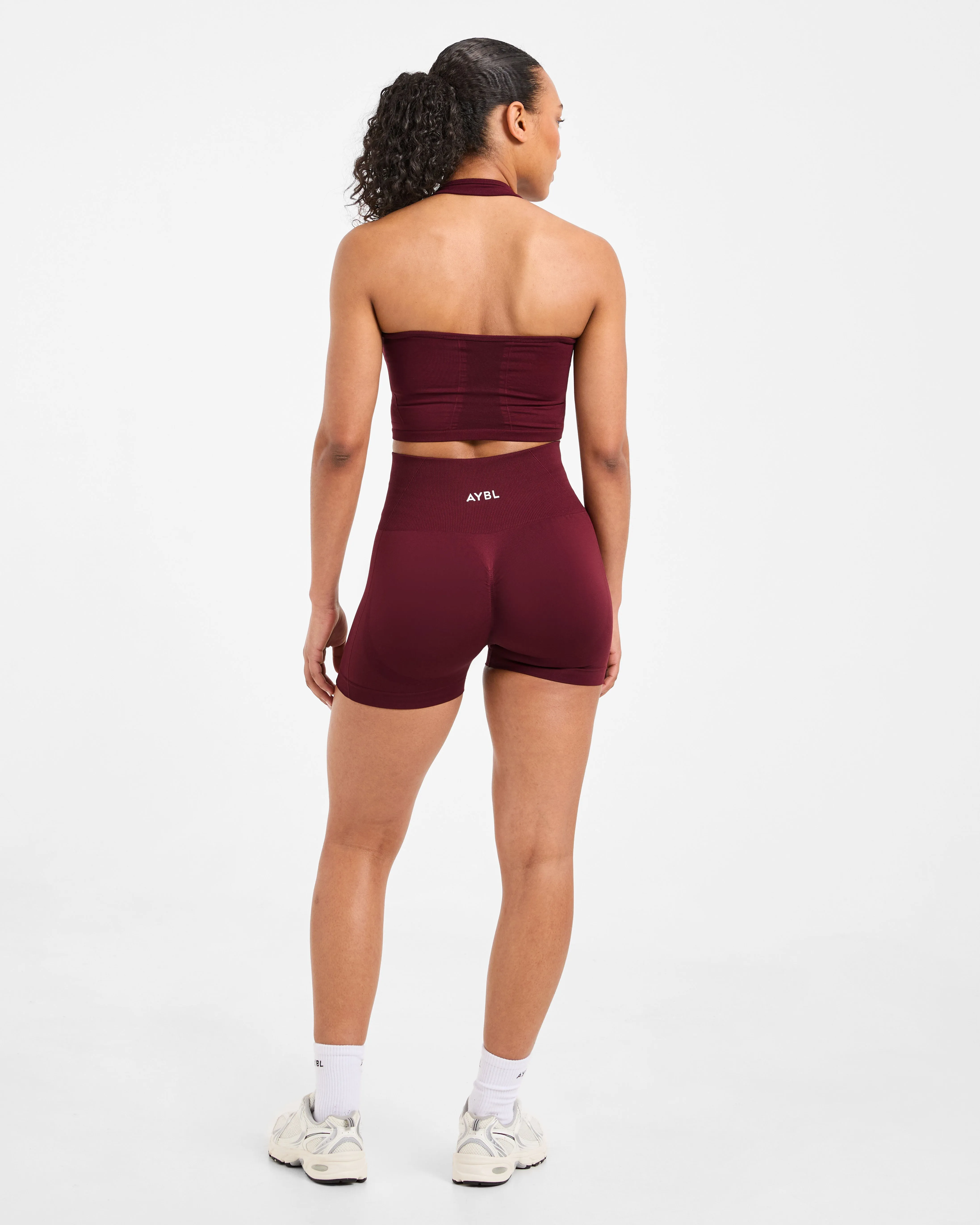 Empower Seamless Halterneck Crop Top - Red Wine sold by AYBL product image thumbnail 4