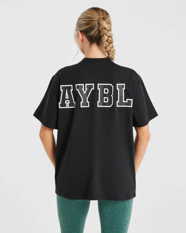 Varsity Statement Oversized T Shirt - Black sold by AYBL