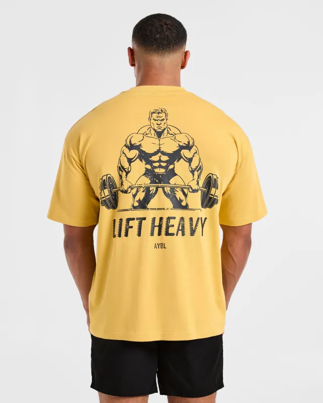 Lift Heavy Oversized T Shirt - Vintage Yellow sold by AYBL
