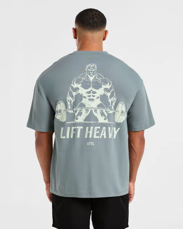 Lift Heavy Oversized T Shirt - Slate Blue sold by AYBL