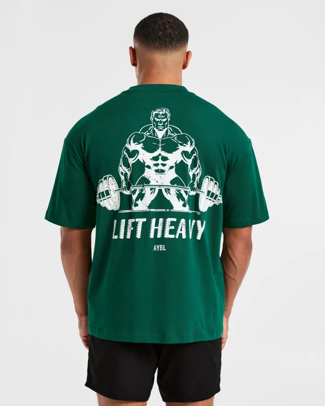Lift Heavy Oversized T Shirt - Forest Green sold by AYBL