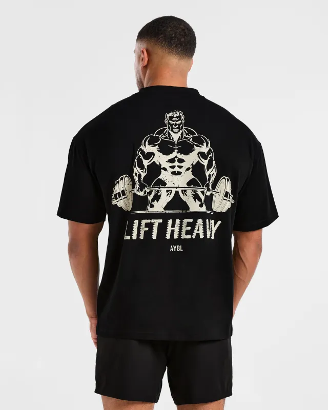 Lift Heavy Oversized T Shirt - Black/Off White sold by AYBL