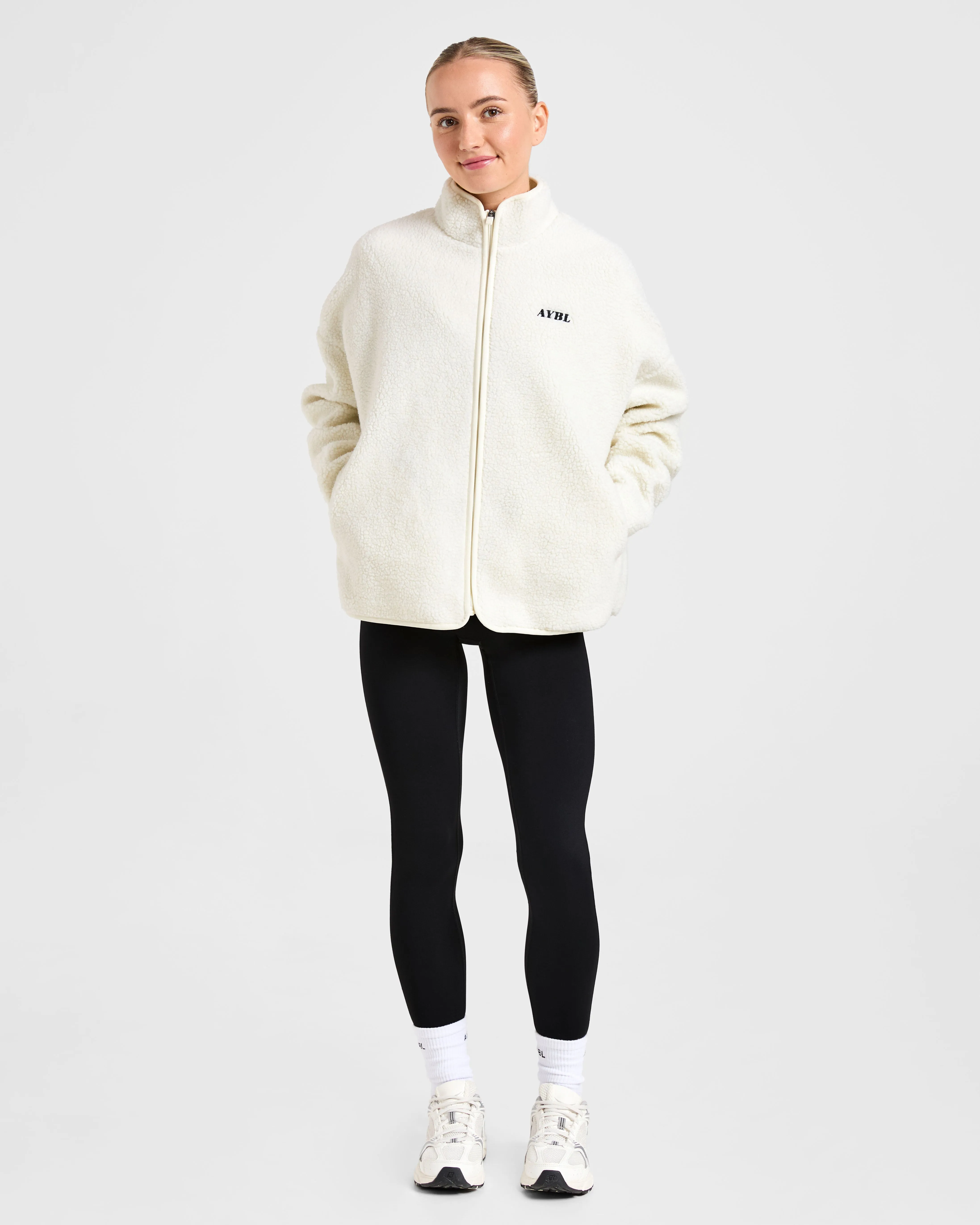 Oversized Zip Up Fleece Jacket - Cream sold by AYBL product image thumbnail 3