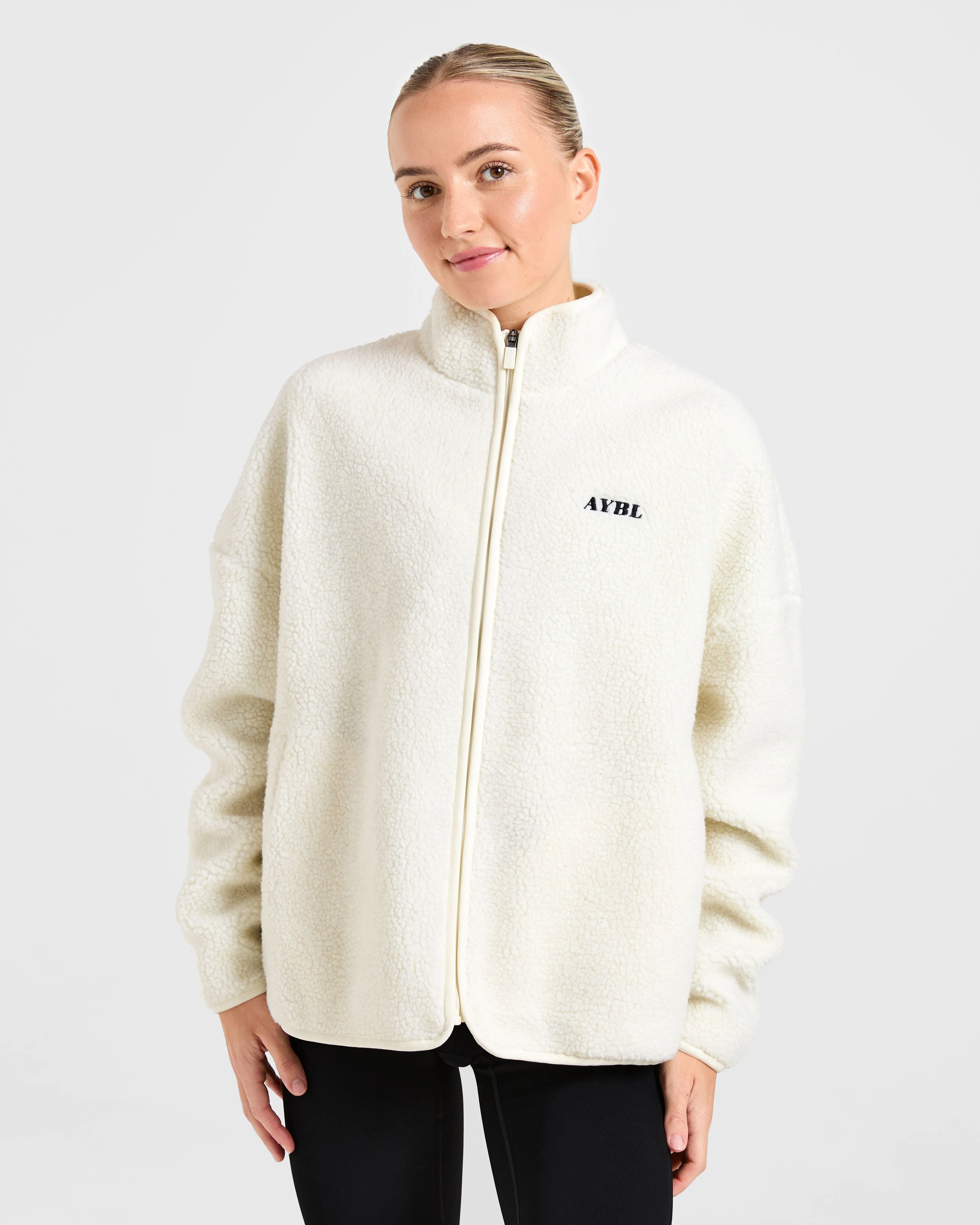 Oversized Zip Up Fleece Jacket - Cream sold by AYBL
