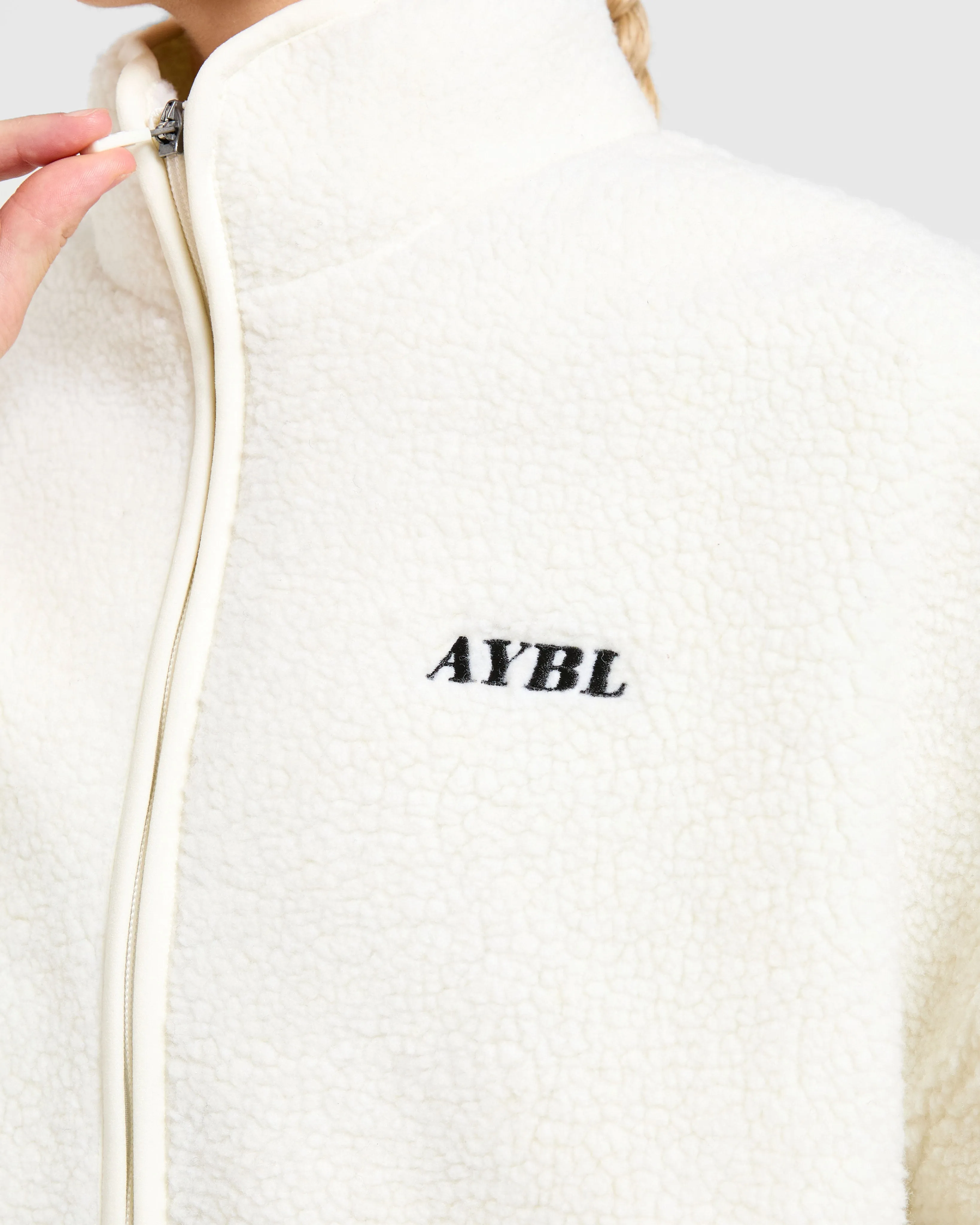 Oversized Zip Up Fleece Jacket - Cream sold by AYBL product image thumbnail 5