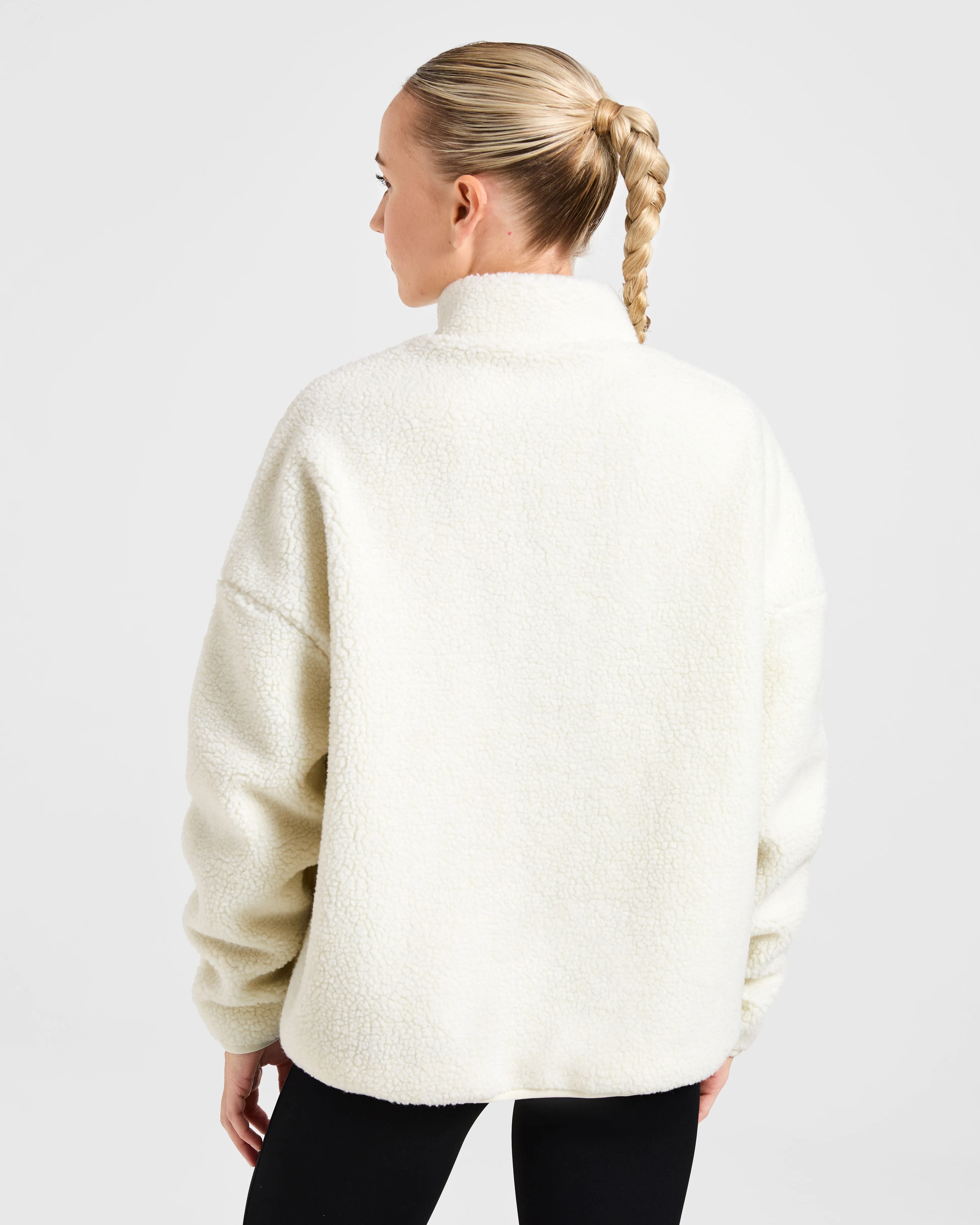 Oversized Zip Up Fleece Jacket - Cream sold by AYBL product image thumbnail 2