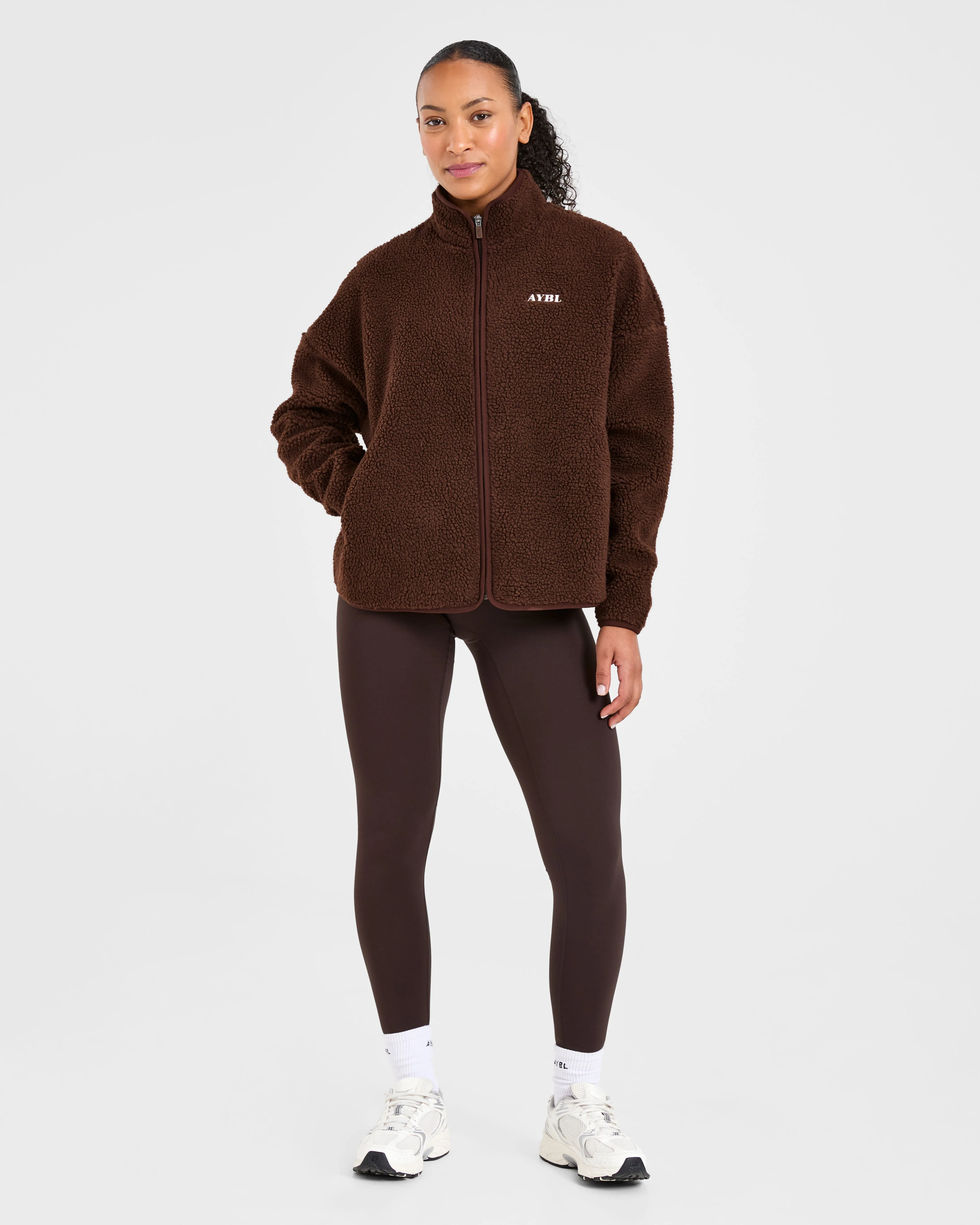Oversized Zip Up Fleece Jacket - Brown sold by AYBL product image thumbnail 3