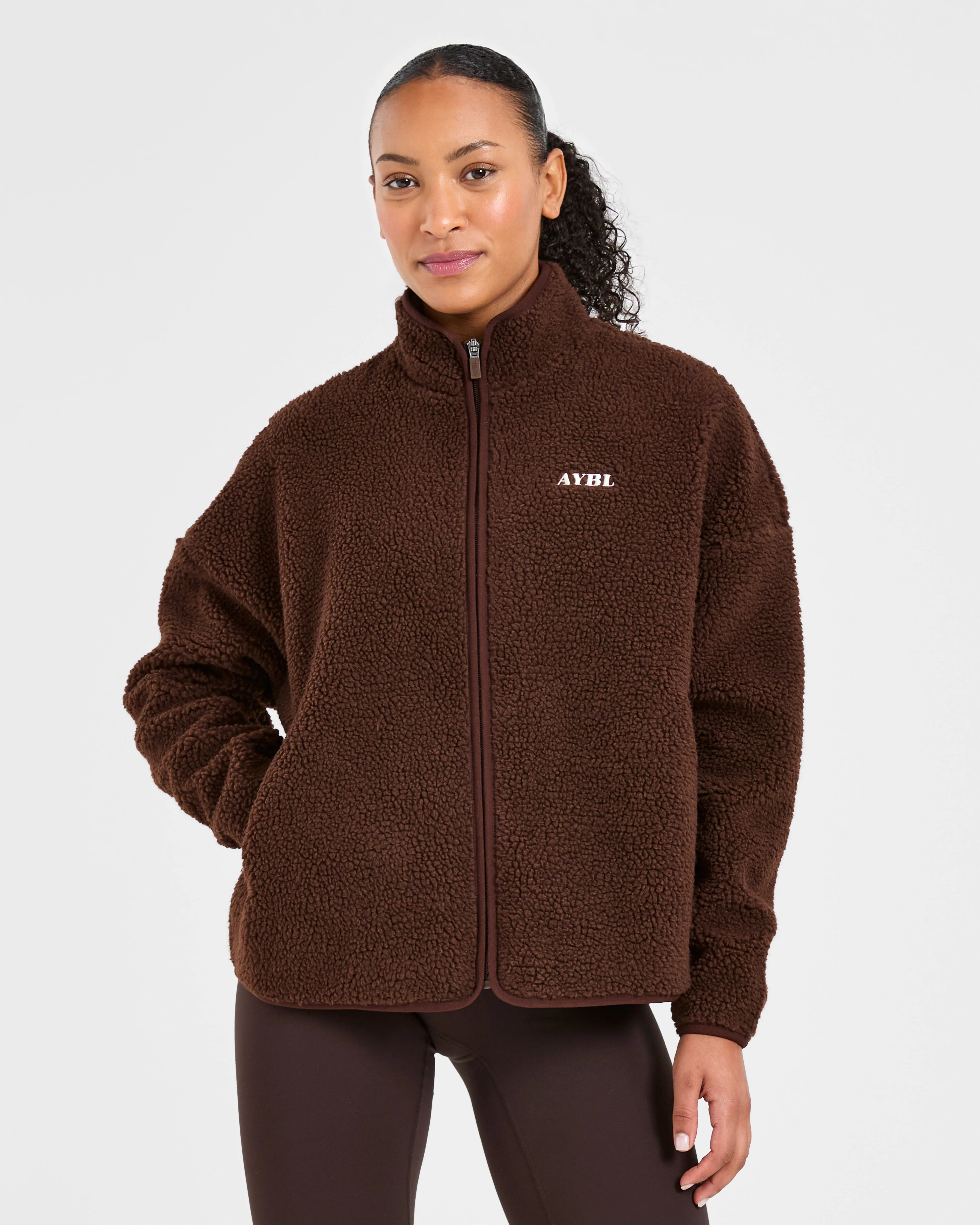 Oversized Zip Up Fleece Jacket - Brown sold by AYBL