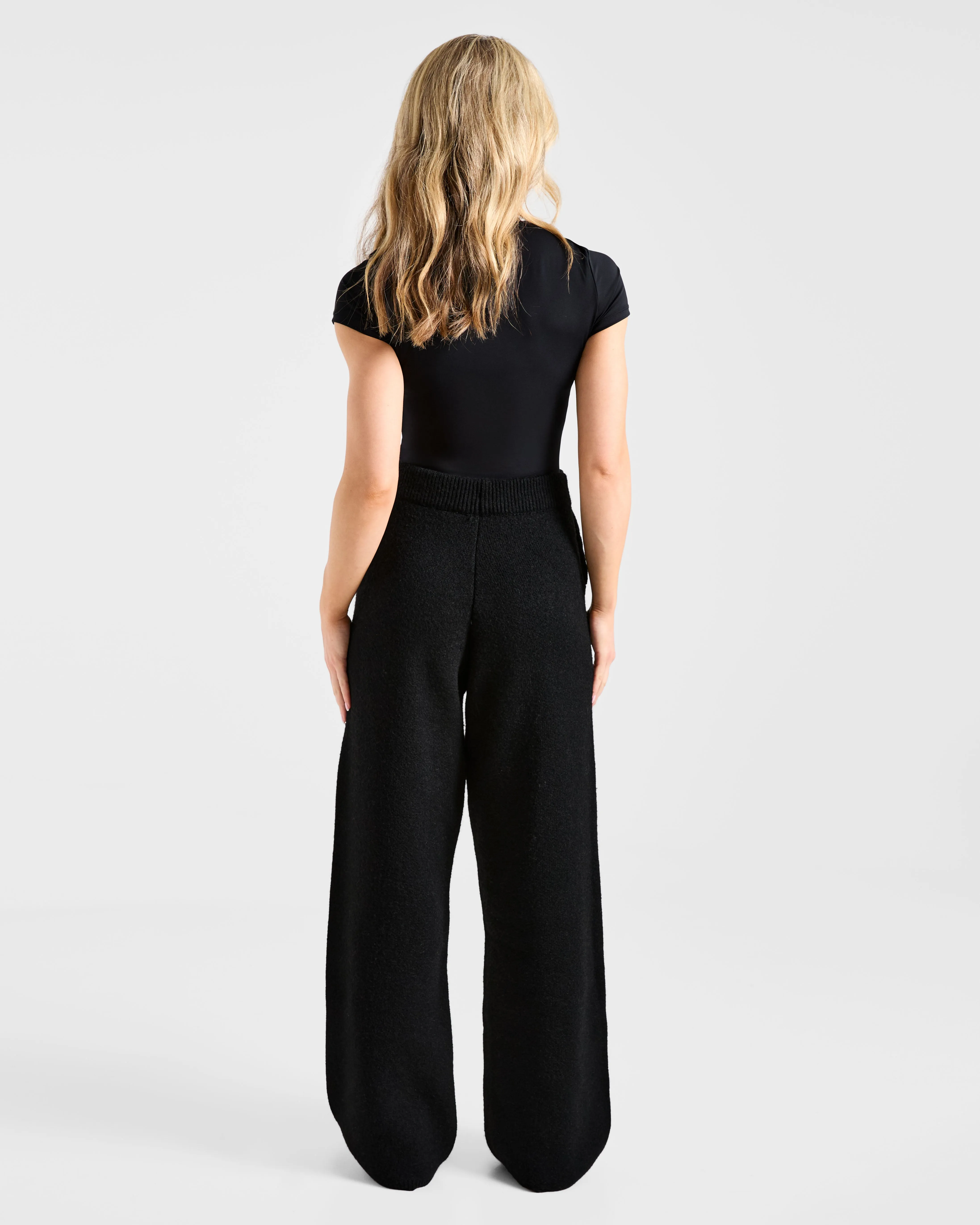 Soft Oversized Knitted Straight Leg Joggers - Black sold by AYBL product image thumbnail 4