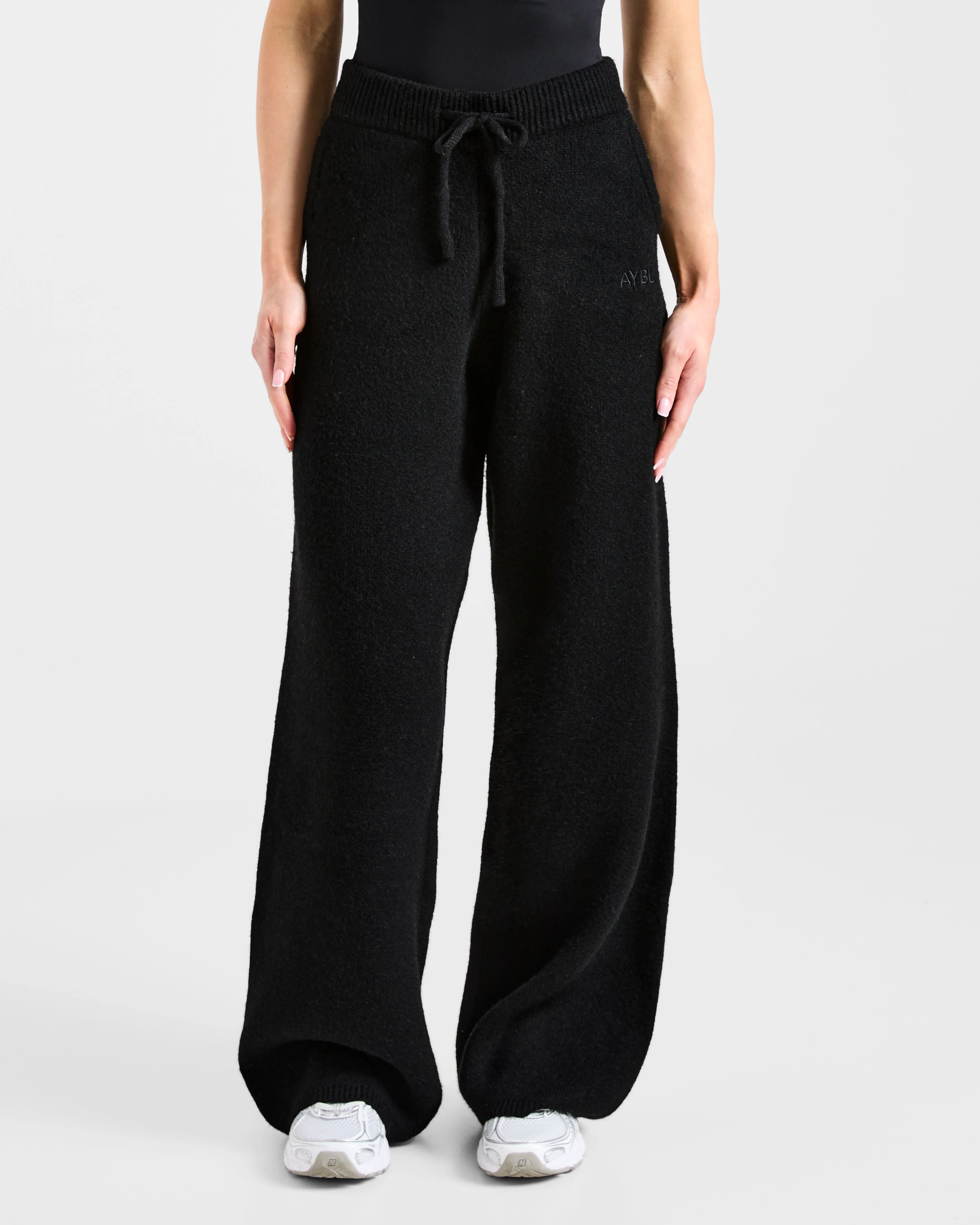 Soft Oversized Knitted Straight Leg Joggers - Black sold by AYBL