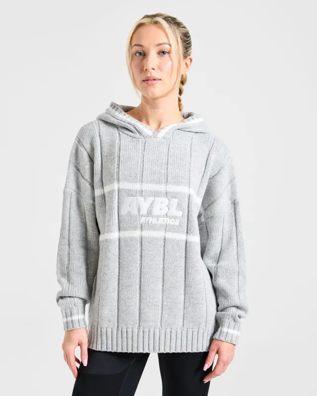 Athletics Oversized Knitted Hoodie - Grey Marl sold by AYBL