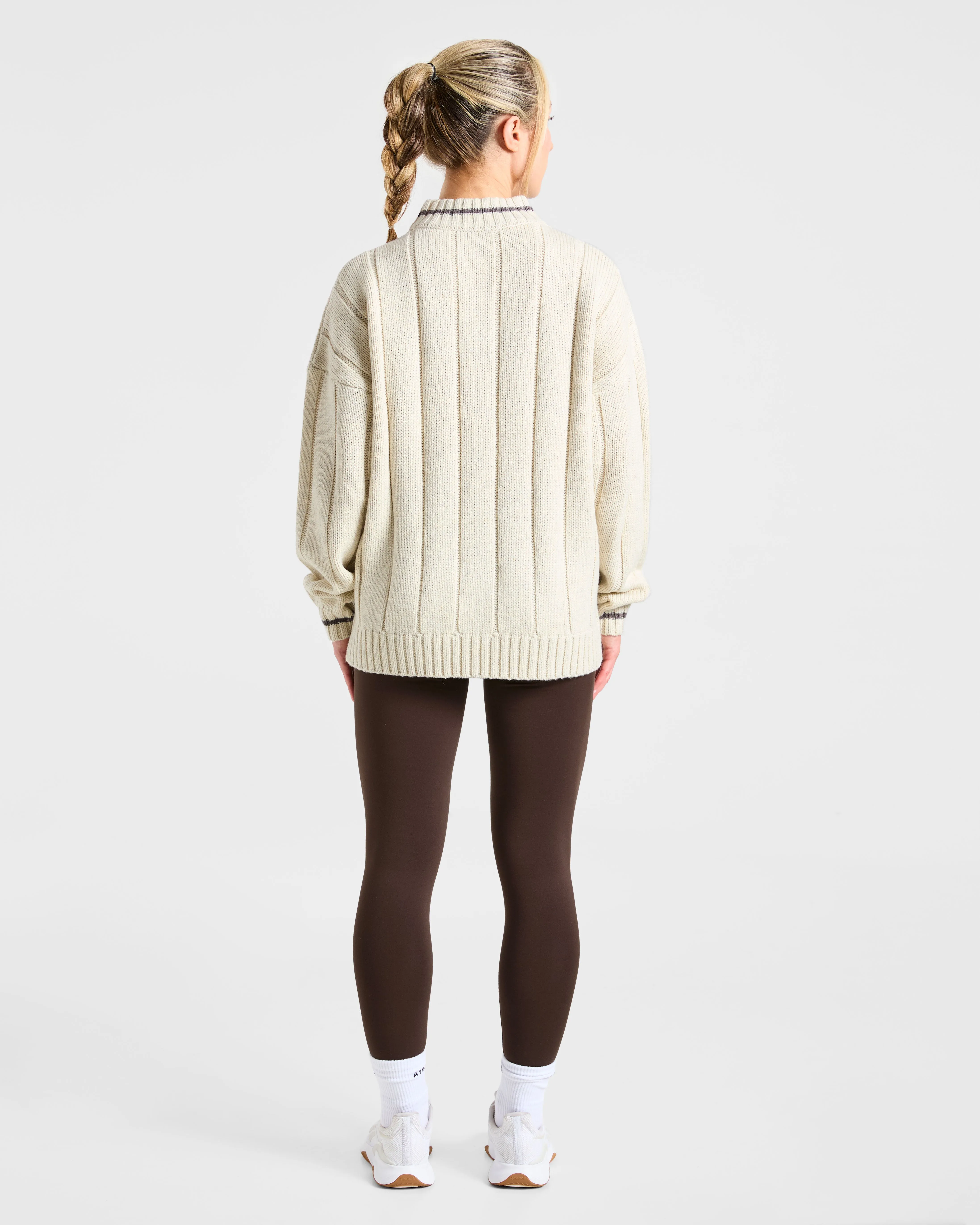 Athletics Oversized Knitted 1/4 Zip - Oatmeal sold by AYBL product image thumbnail 4