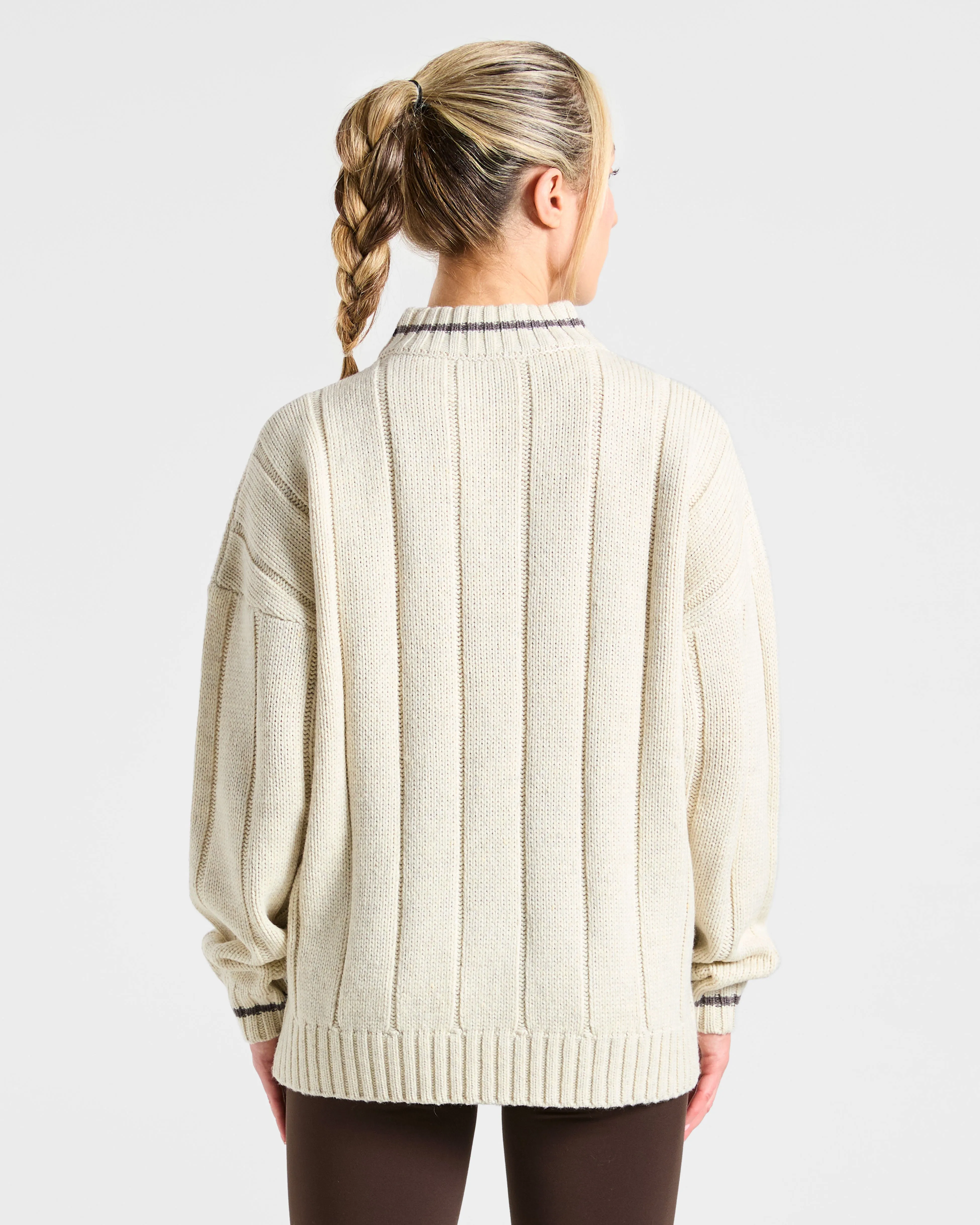 Athletics Oversized Knitted 1/4 Zip - Oatmeal sold by AYBL product image thumbnail 2