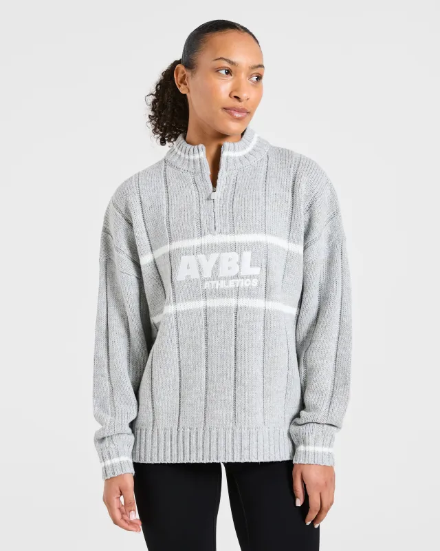 Athletics Oversized Knitted 1/4 Zip - Grey Marl made by AYBL