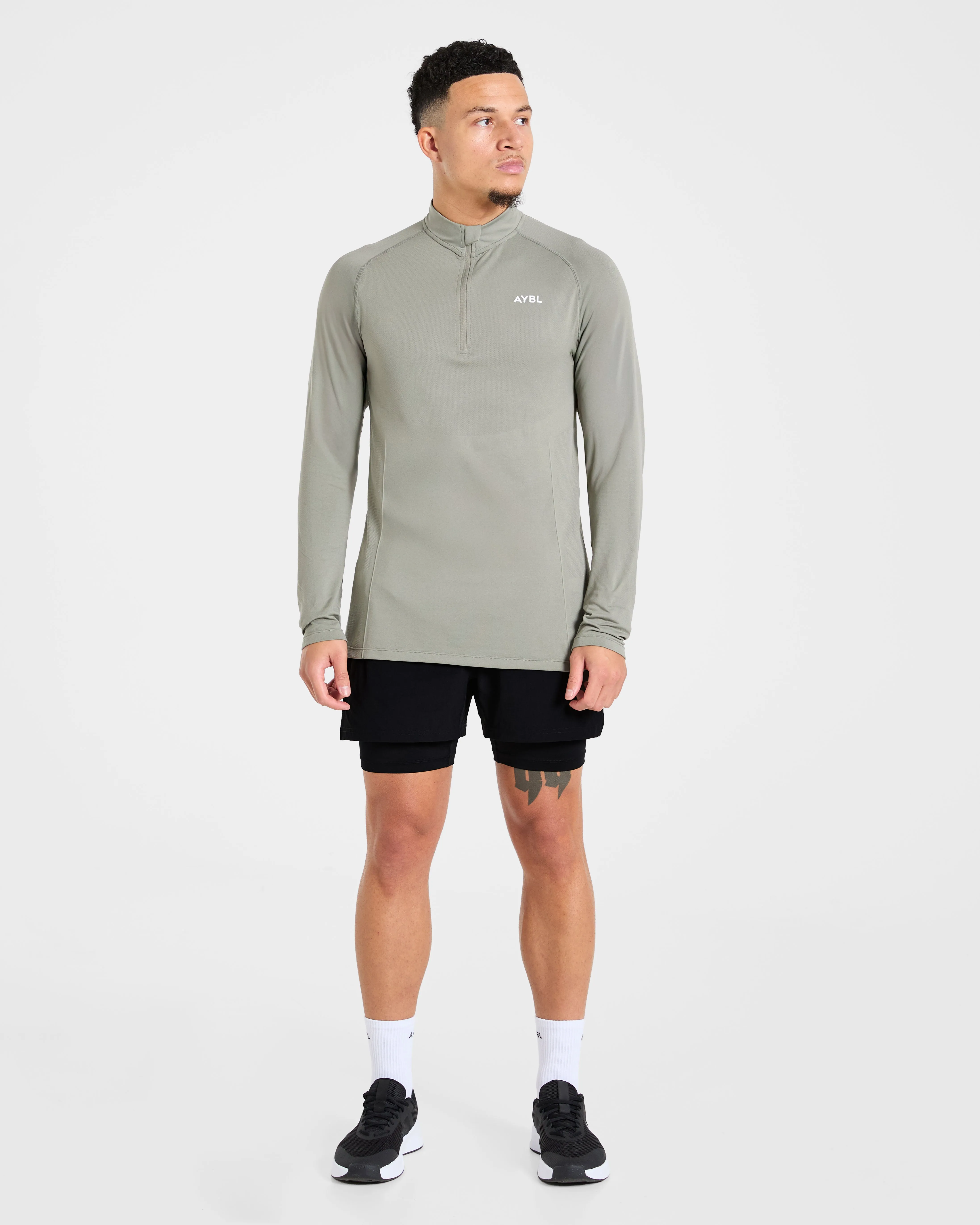 Essential Seamless 1/4 Zip Pullover - Olive sold by AYBL product image thumbnail 3