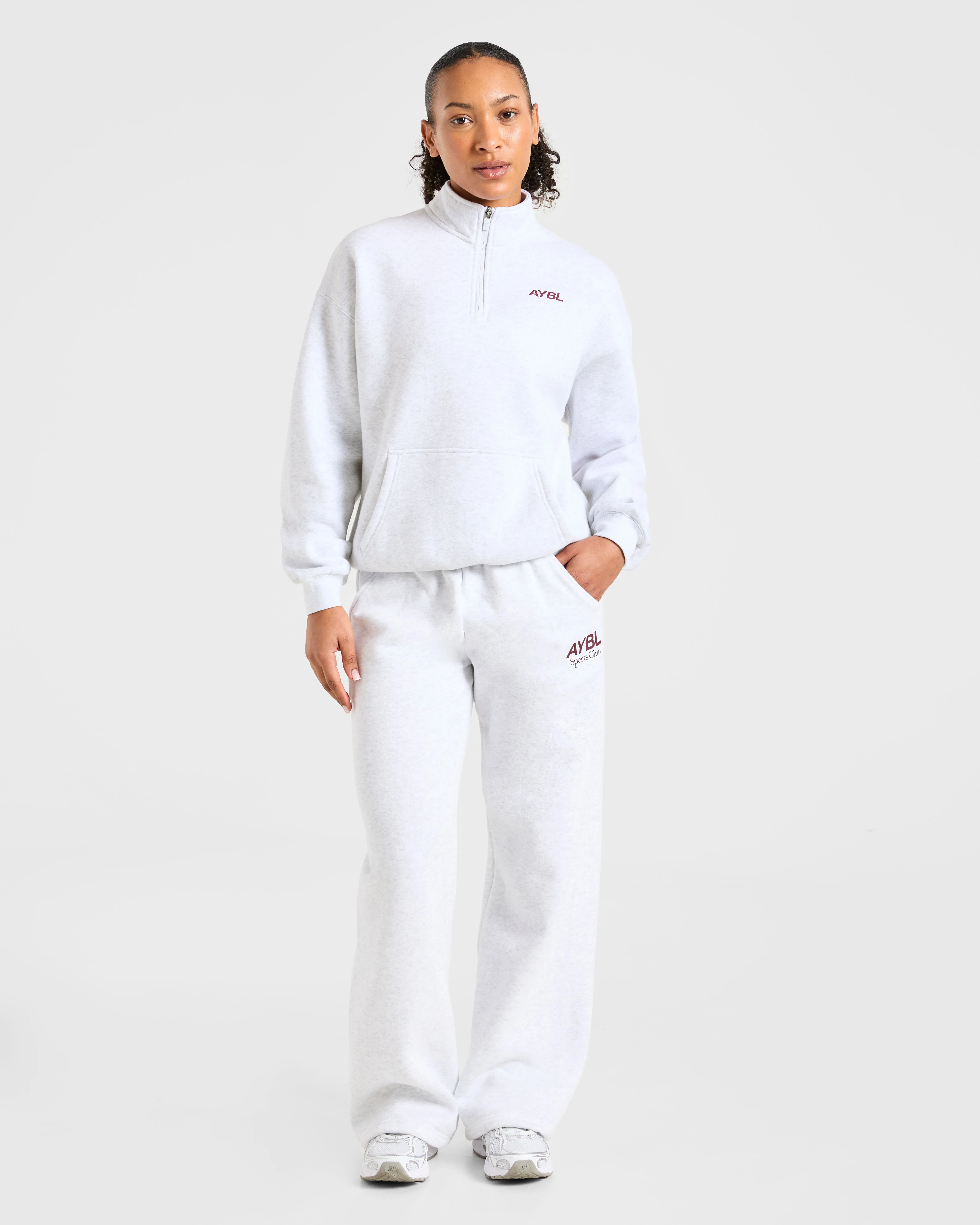 Sports Club Oversized 1/4 Zip Pullover - Grey Marl/Burgundy sold by AYBL product image thumbnail 3