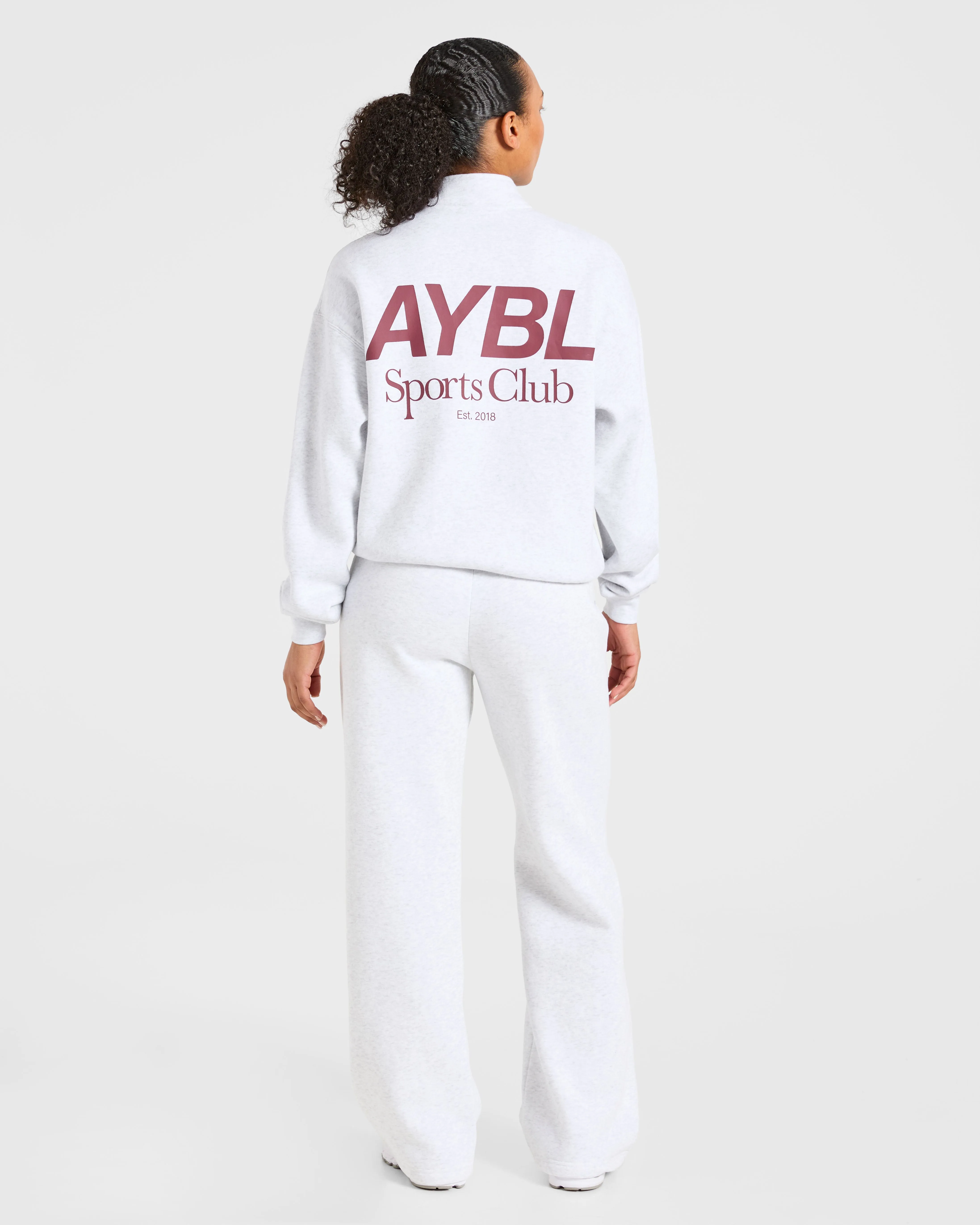 Sports Club Oversized 1/4 Zip Pullover - Grey Marl/Burgundy sold by AYBL product image thumbnail 4