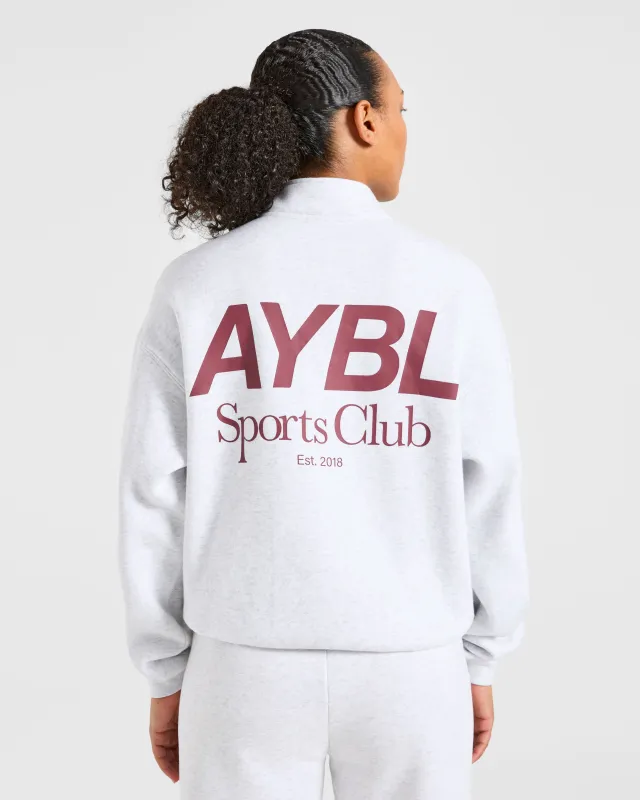Sports Club Oversized 1/4 Zip Pullover - Grey Marl/Burgundy made by AYBL