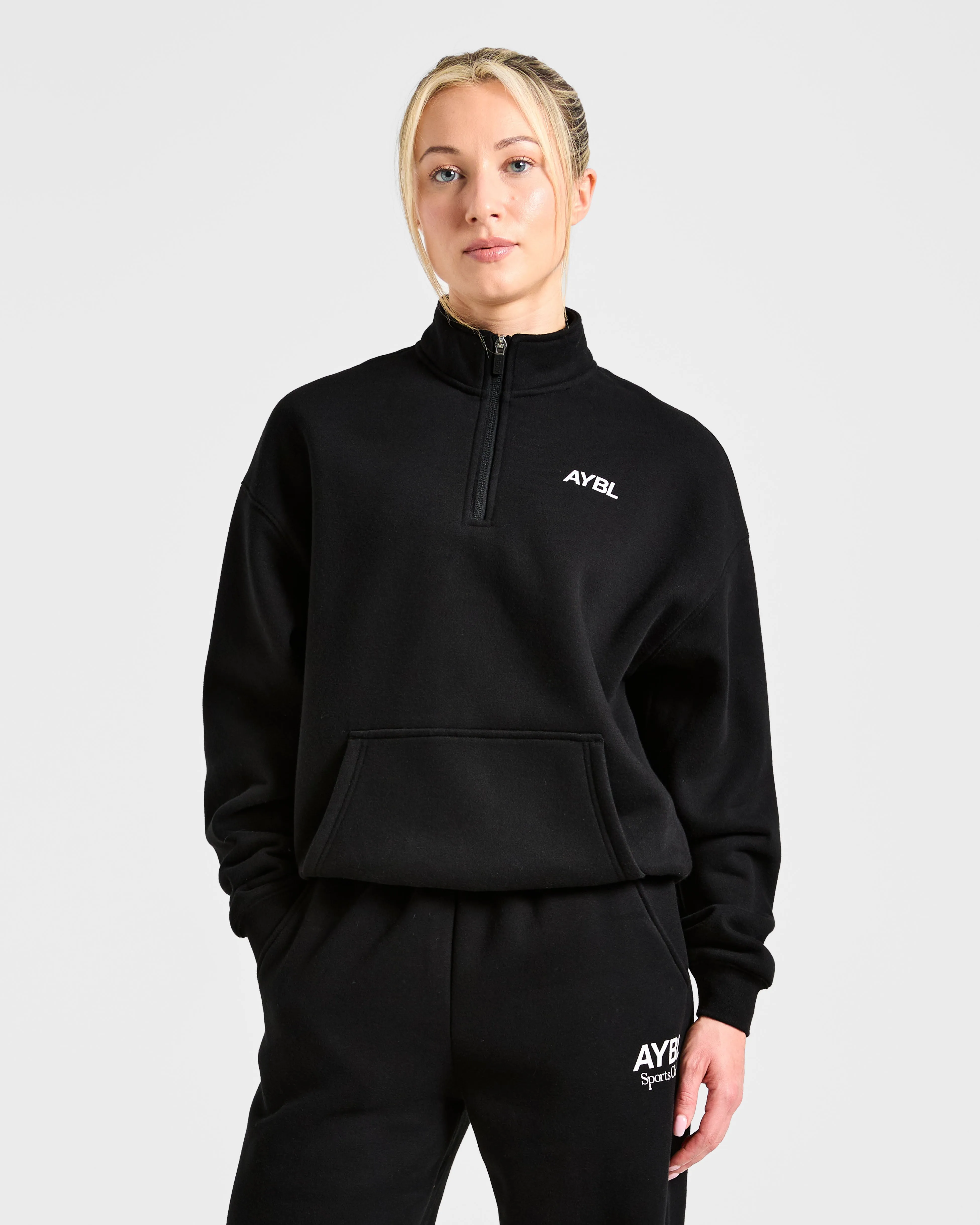 Sports Club Oversized 1/4 Zip Pullover - Black/White sold by AYBL product image thumbnail 2