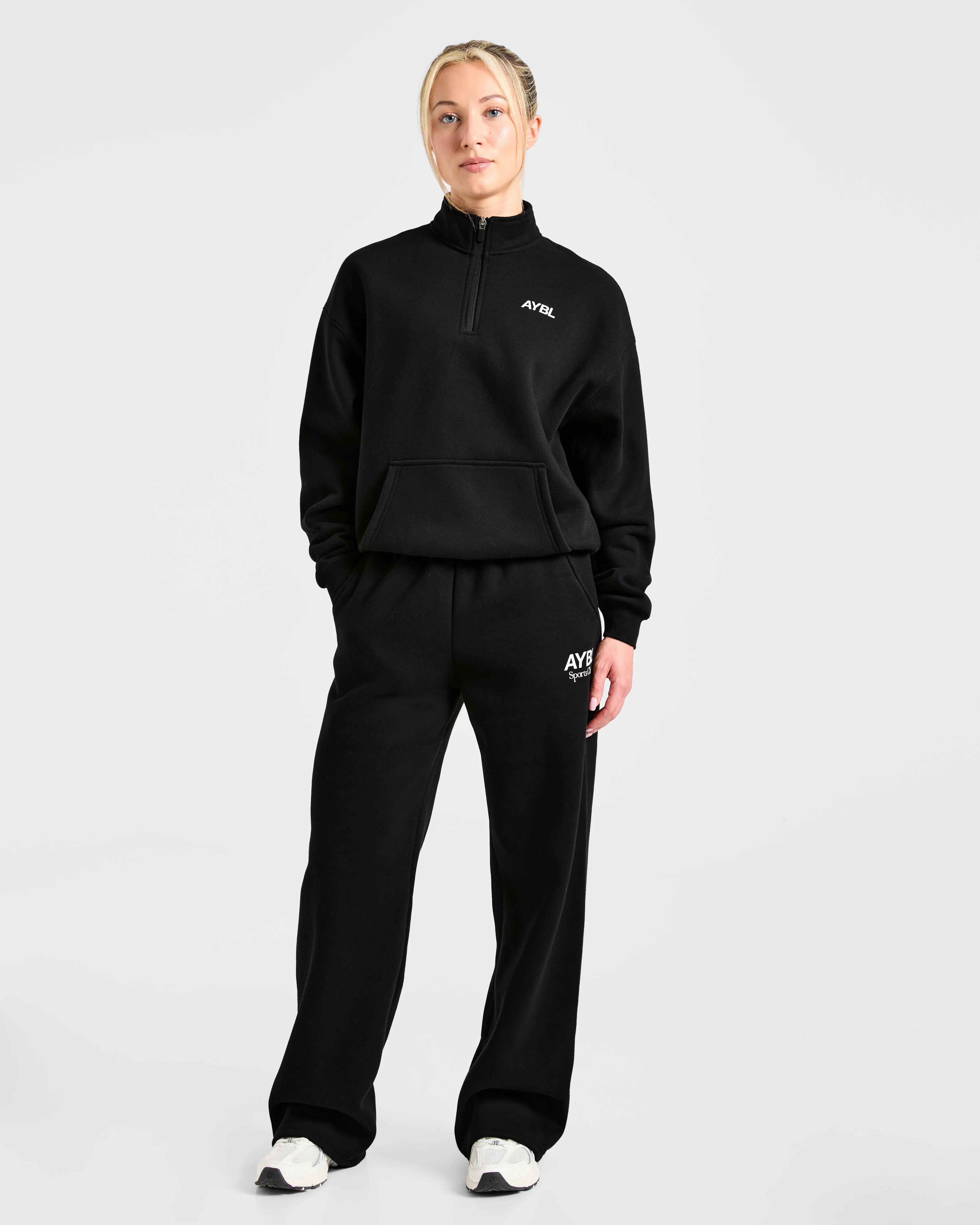 Sports Club Oversized 1/4 Zip Pullover - Black/White sold by AYBL product image thumbnail 3