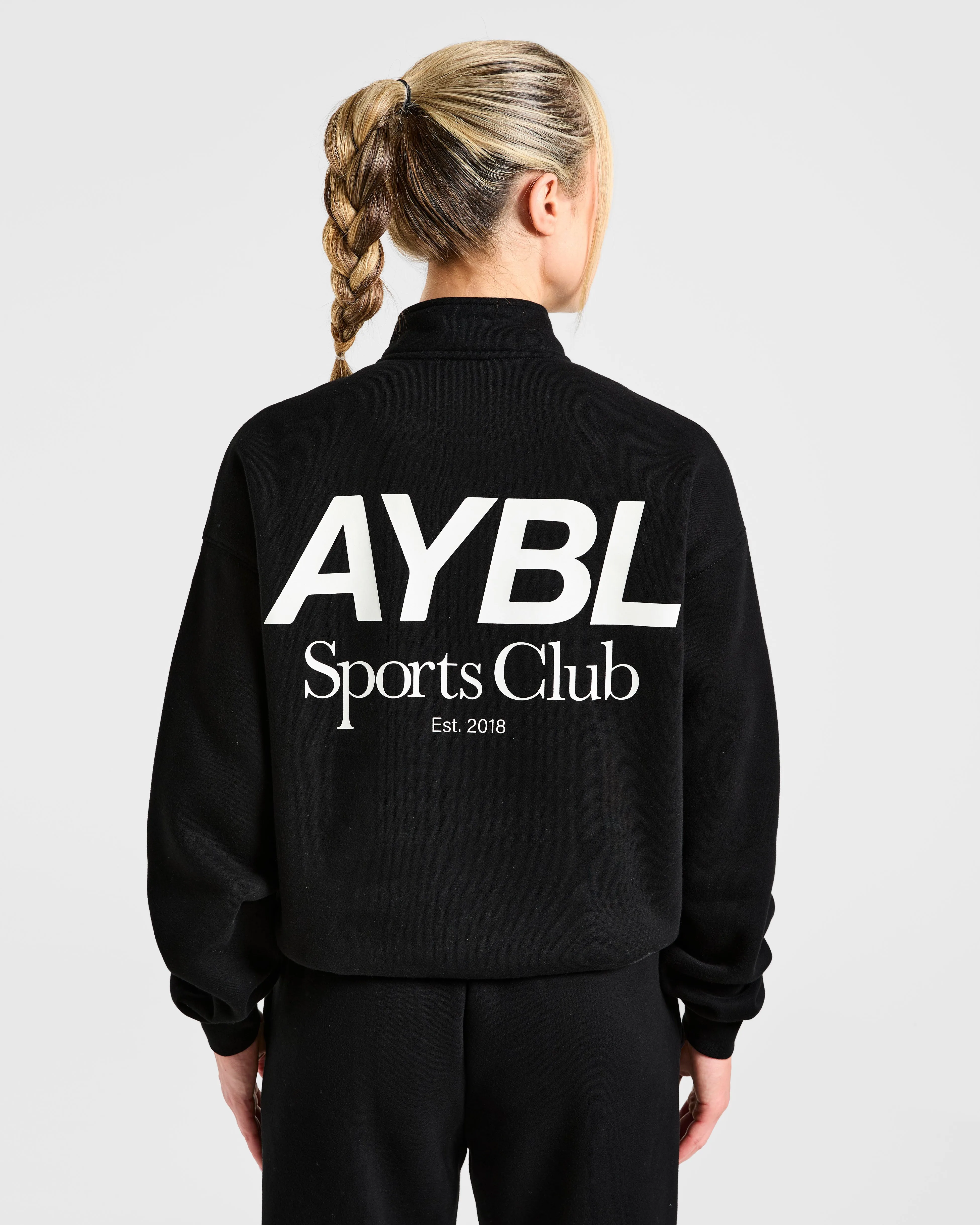 Sports Club Oversized 1/4 Zip Pullover - Black/White sold by AYBL