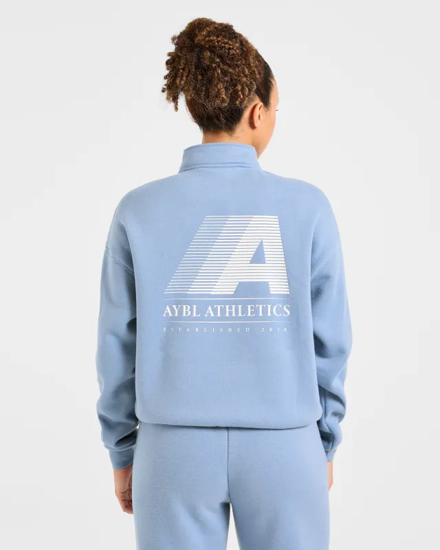 Retro Athletics Oversized 1/4 Zip Pullover - Vintage Blue made by AYBL