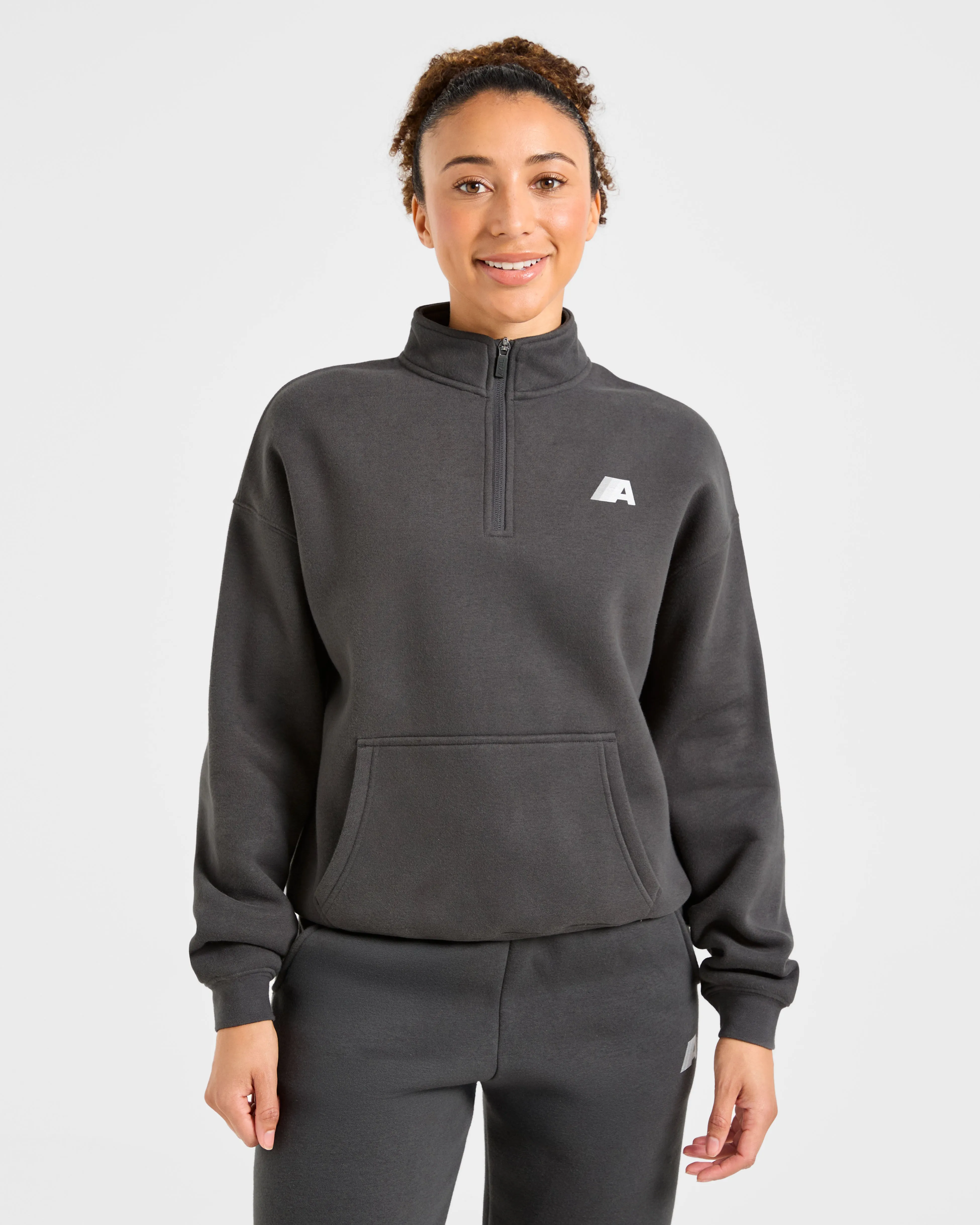 Retro Athletics Oversized 1/4 Zip Pullover - Charcoal sold by AYBL product image thumbnail 2