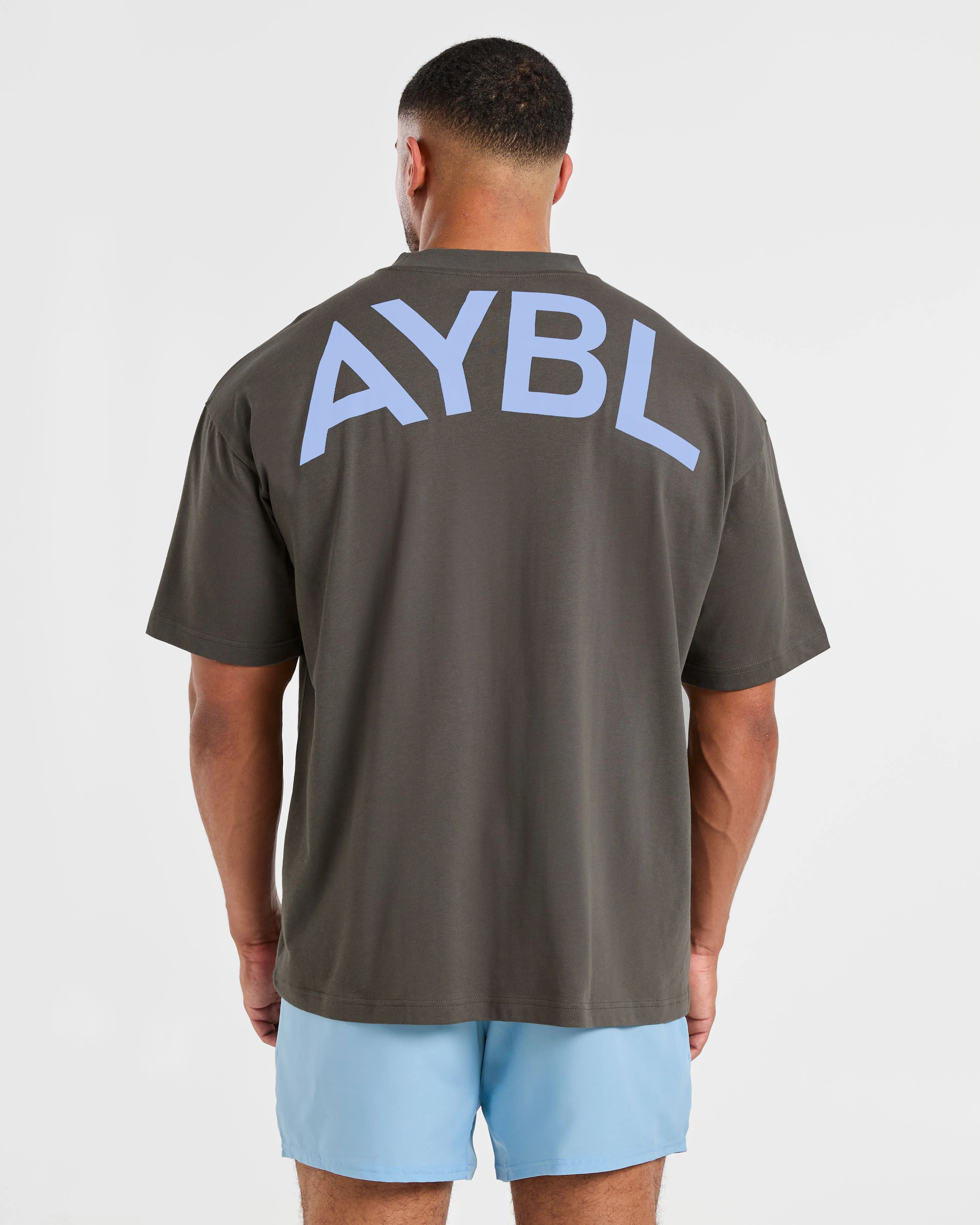 Essential Oversized T Shirt - Charcoal/Cornflower Blue sold by AYBL
