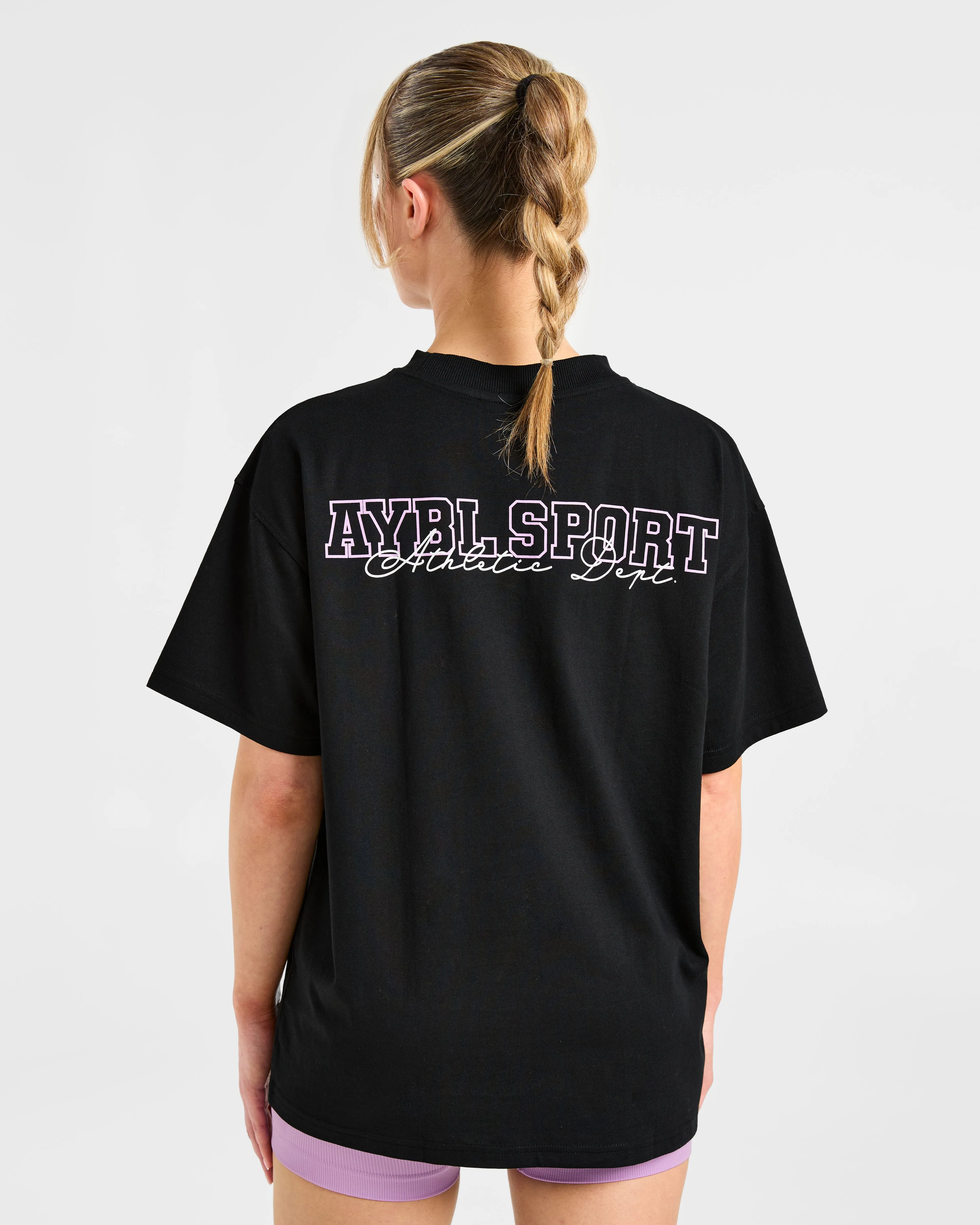 Varsity Dept. Oversized T Shirt - Black/Lilac sold by AYBL