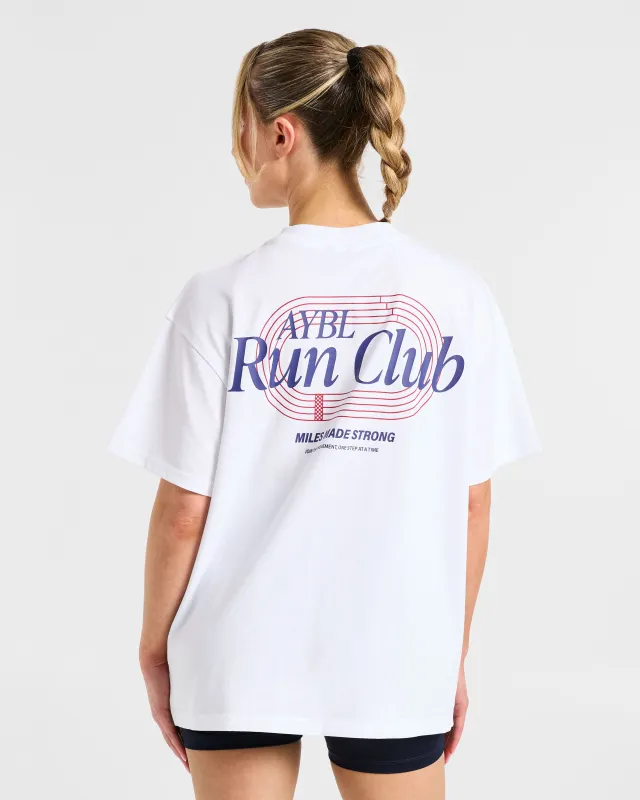 Run Club Oversized T Shirt - White made by AYBL