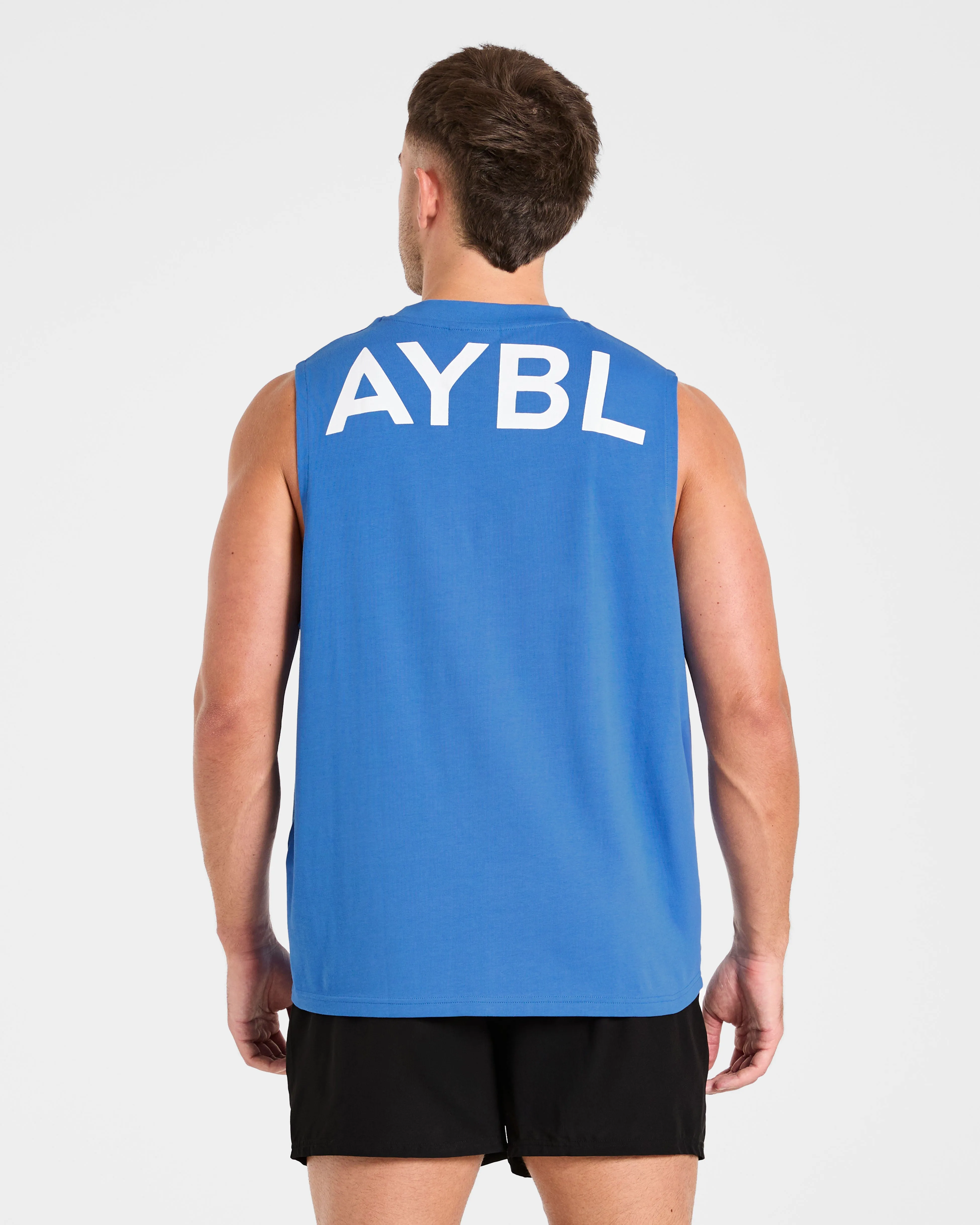 Essential Oversized Graphic Tank - Cobalt sold by AYBL