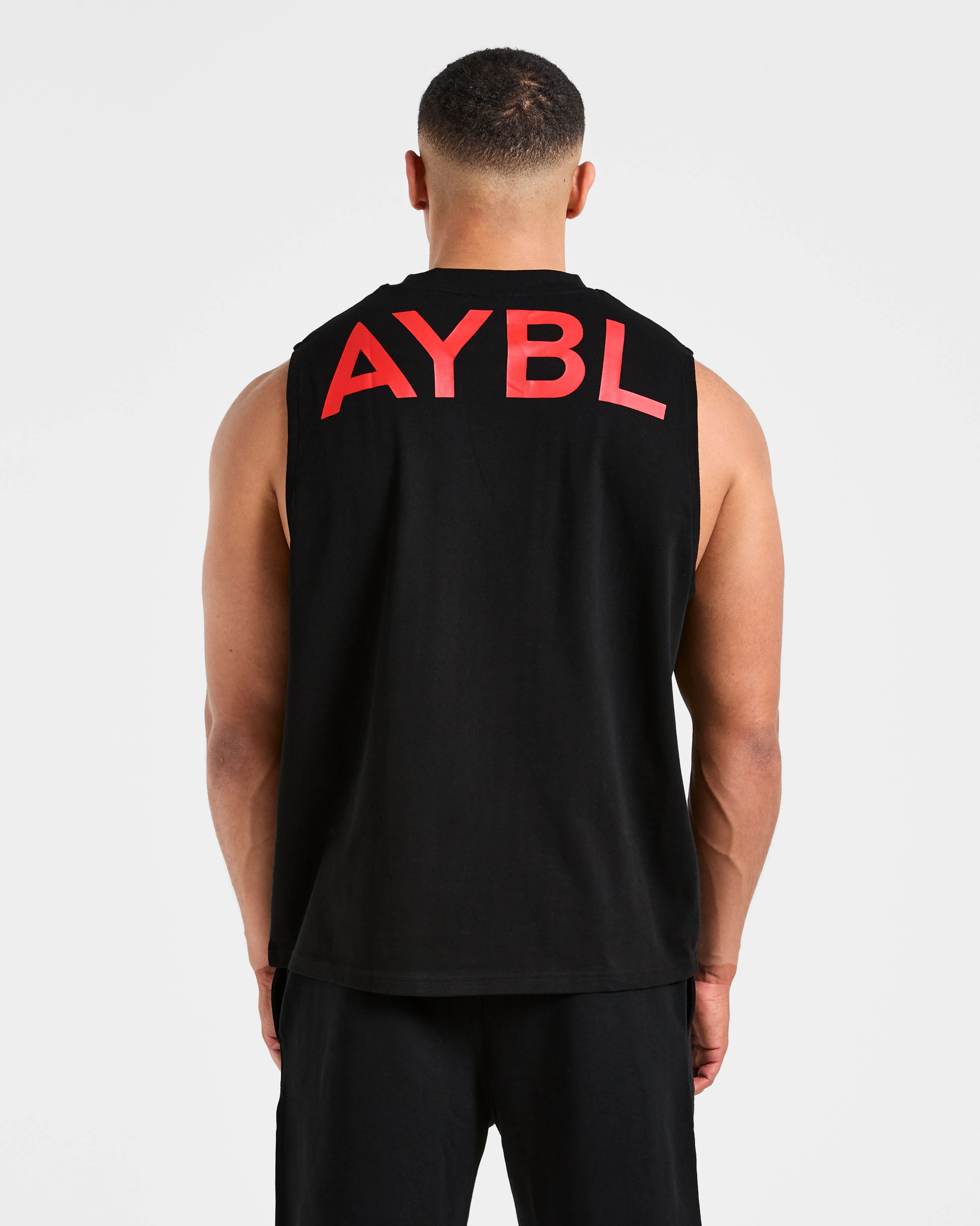 Essential Oversized Graphic Tank - Black/Red sold by AYBL
