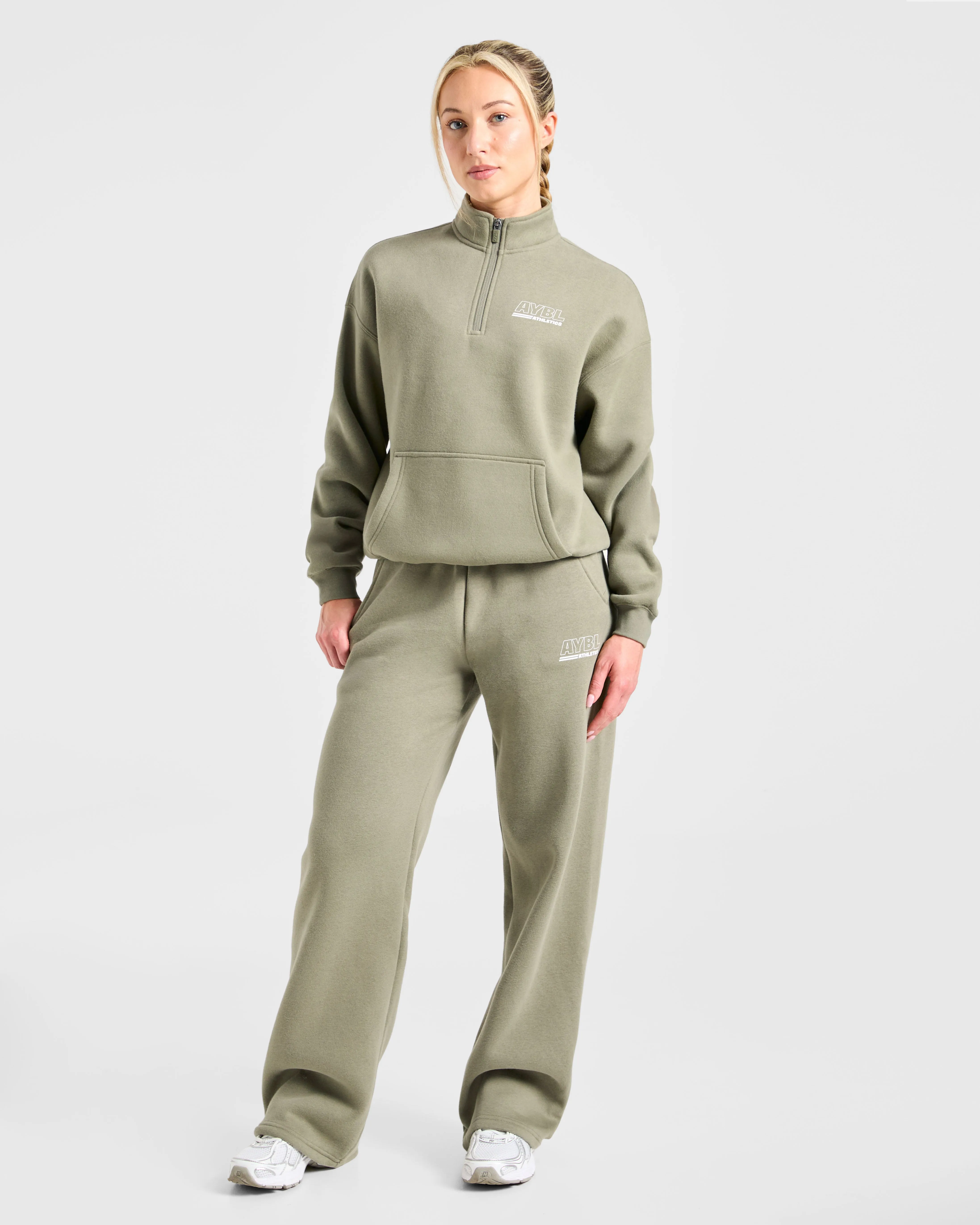 Athletics Track Oversized 1/4 Zip Pullover - Muted Olive sold by AYBL product image thumbnail 3
