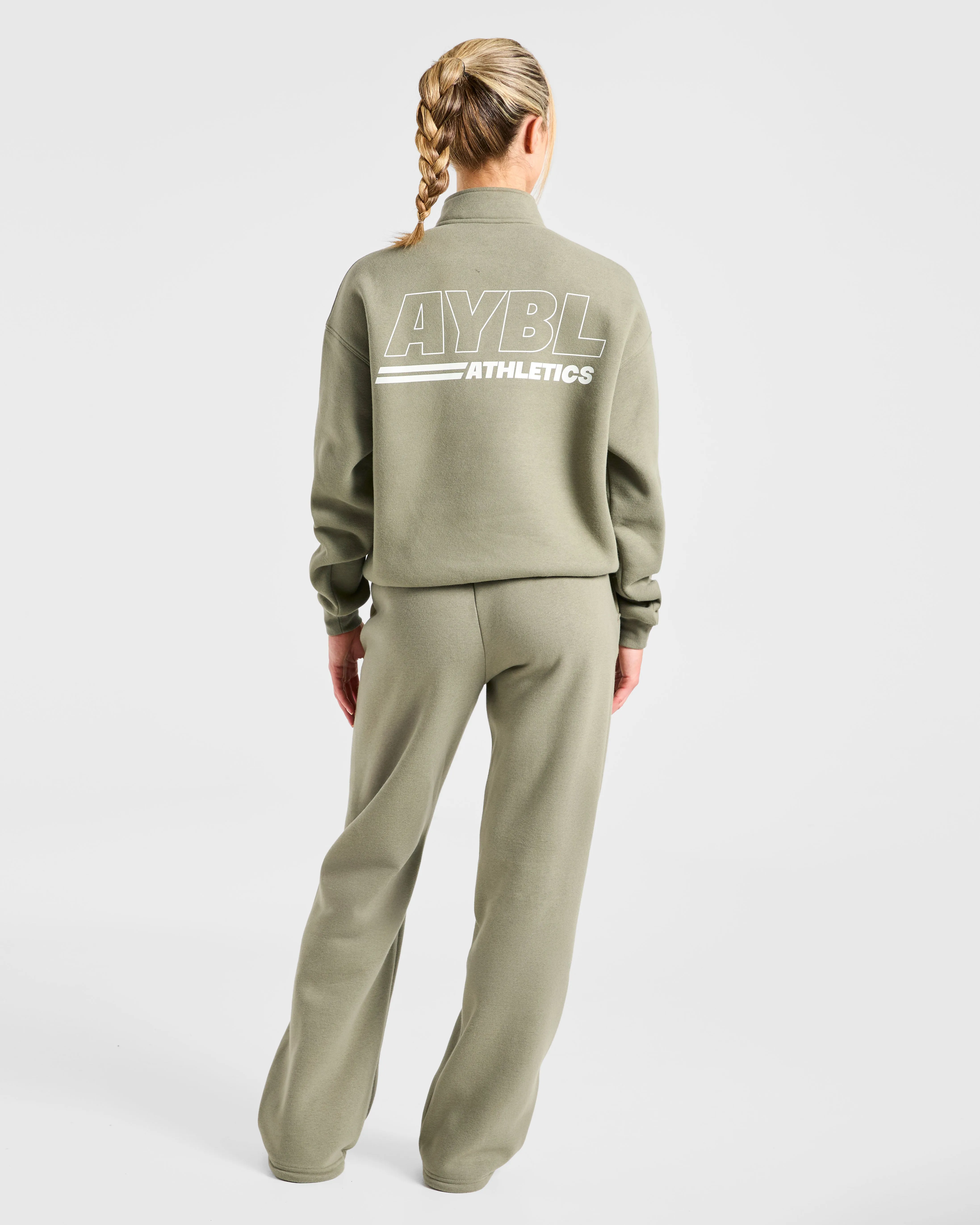 Athletics Track Oversized 1/4 Zip Pullover - Muted Olive sold by AYBL product image thumbnail 4