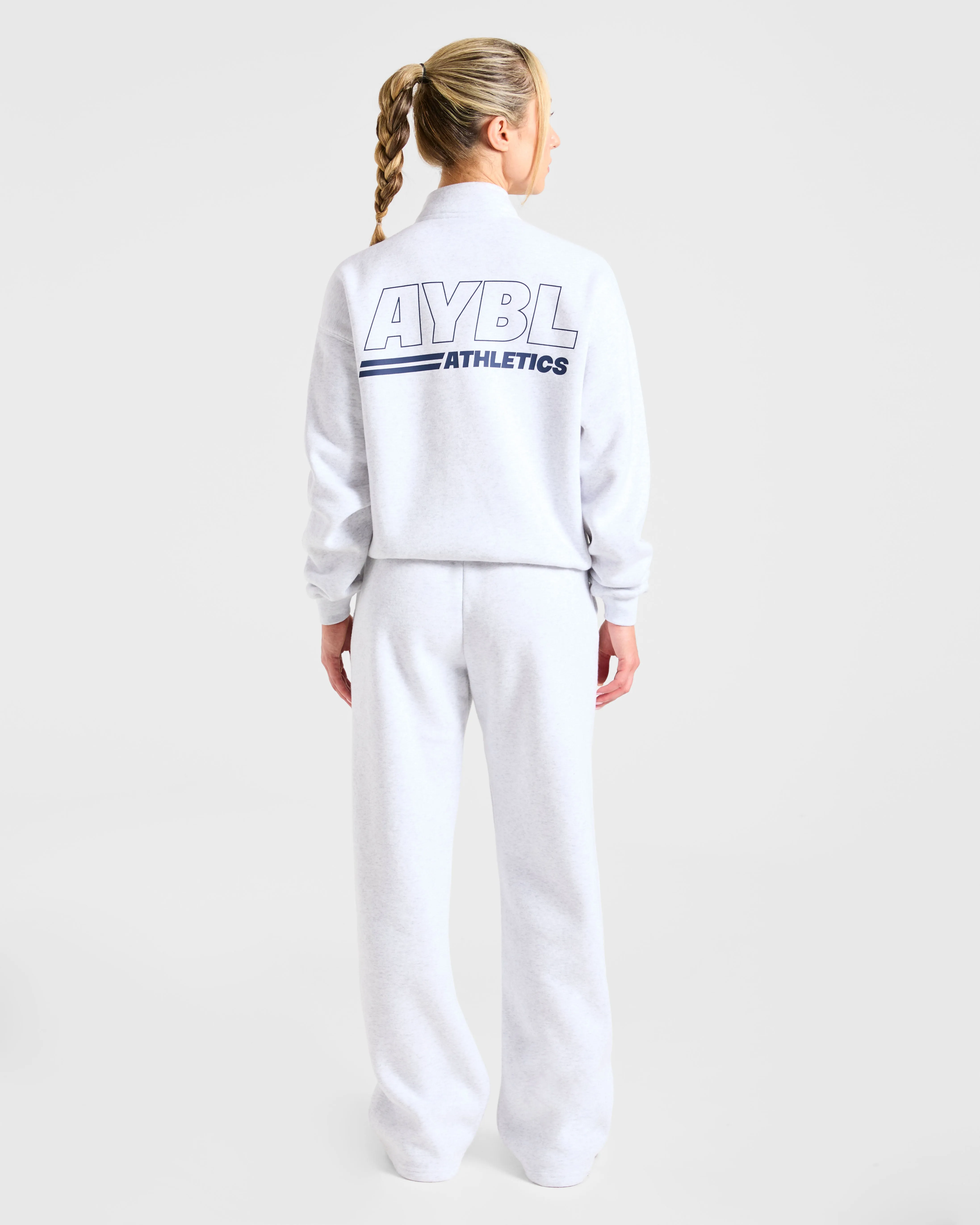 Athletics Track Oversized 1/4 Zip Pullover - Heather Grey/Navy sold by AYBL product image thumbnail 4