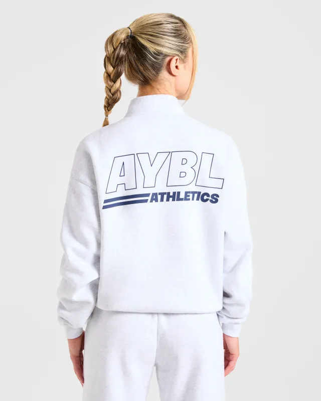 Athletics Track Oversized 1/4 Zip Pullover - Heather Grey/Navy made by AYBL
