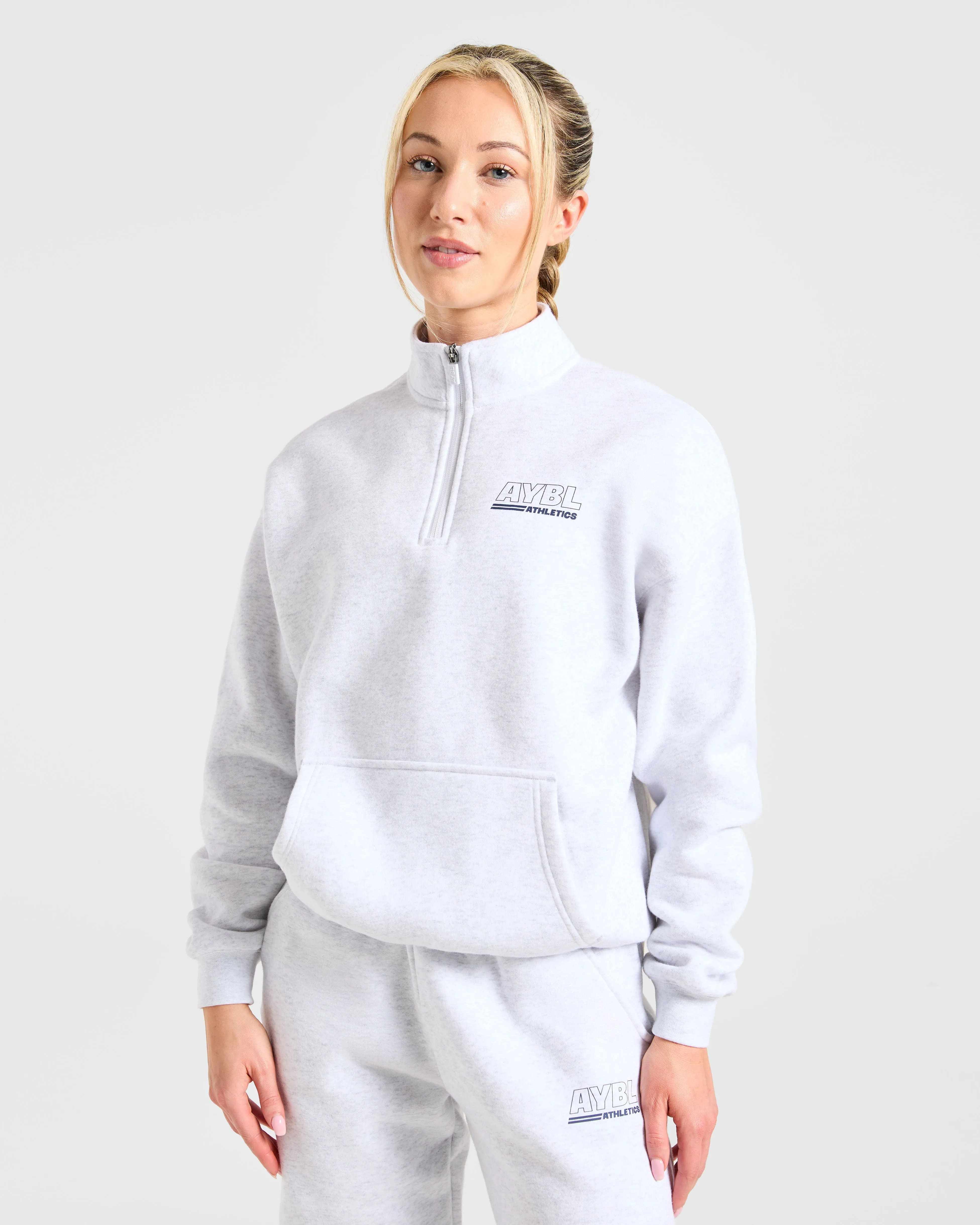 Athletics Track Oversized 1/4 Zip Pullover - Heather Grey/Navy sold by AYBL product image thumbnail 2